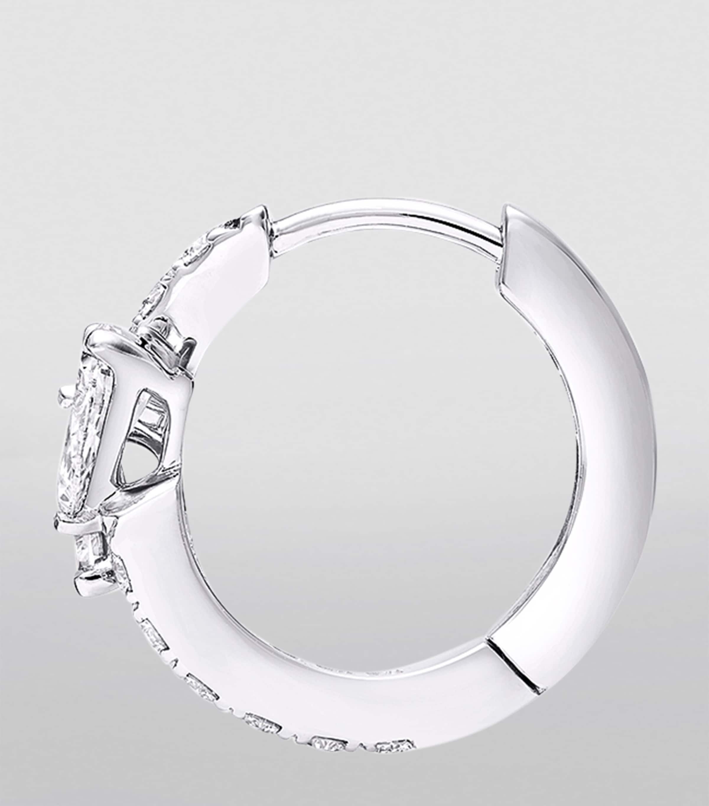 White Gold and Diamond Duet Hoop Earrings WHITE GOLD Image 3