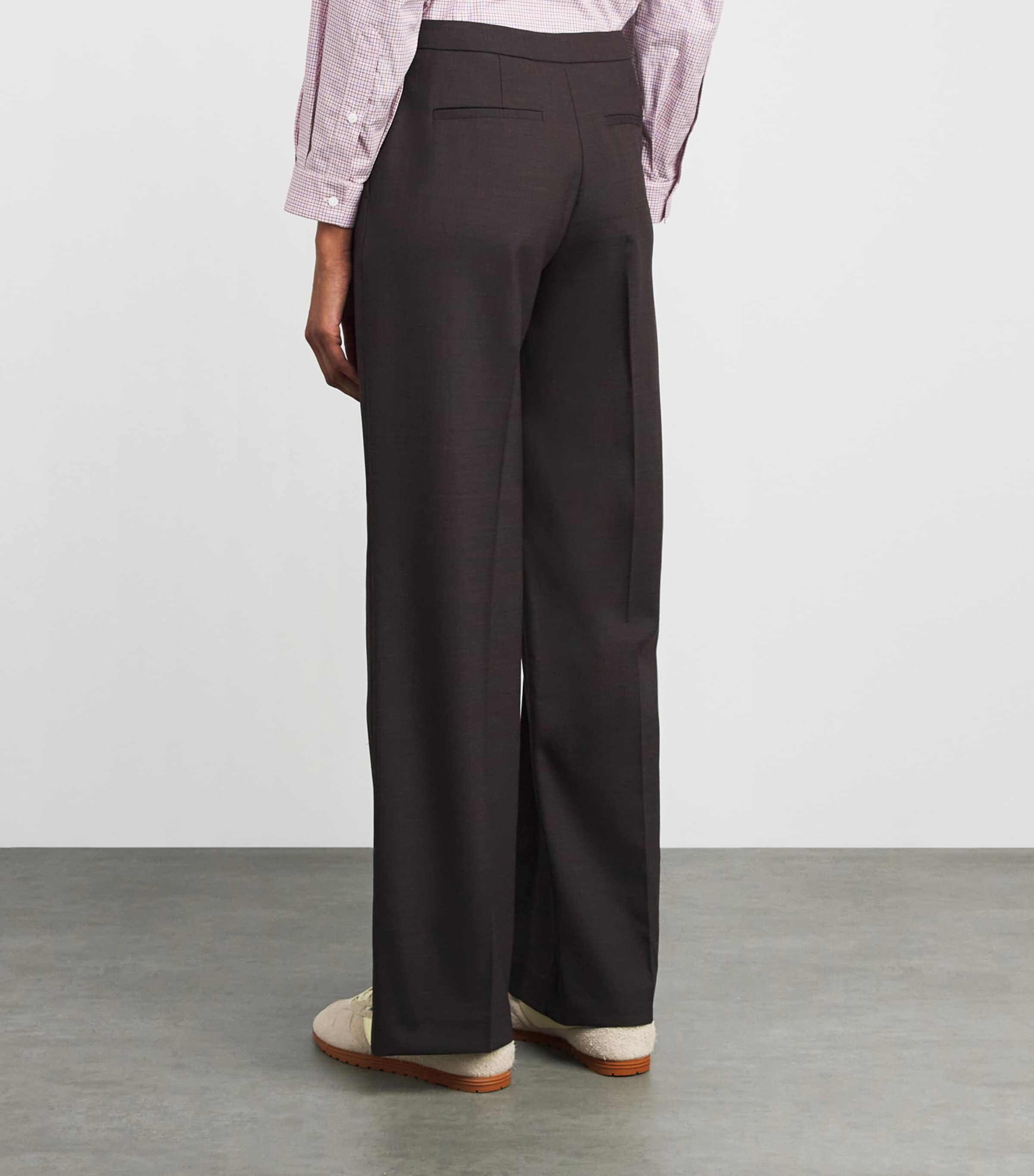 Wool-Blend Straight Trousers BROWN Image 4