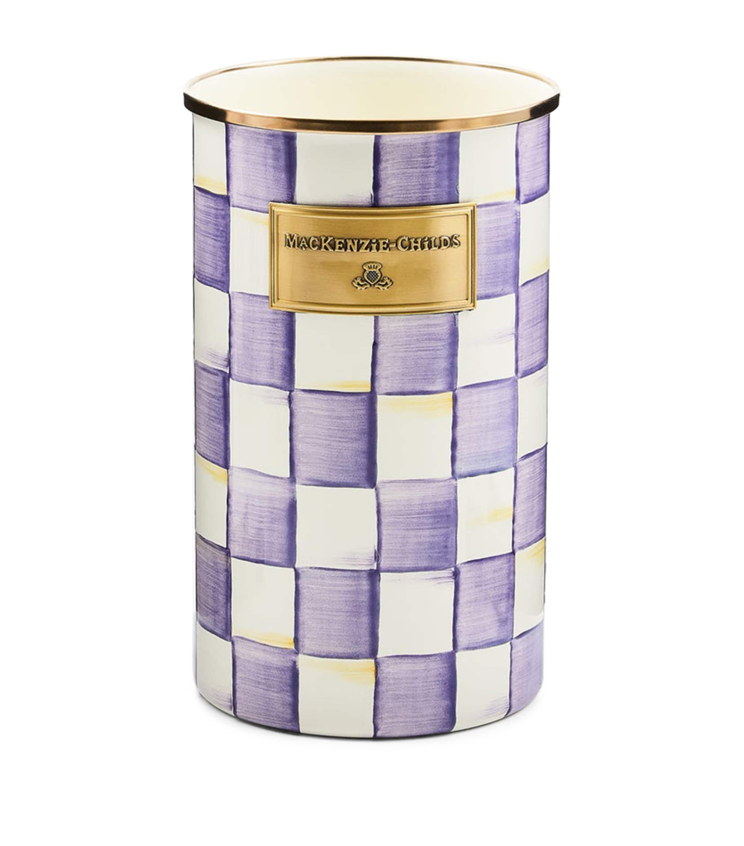 MacKenzie-Childs Violet Check Utensil Holder Violet Image 1