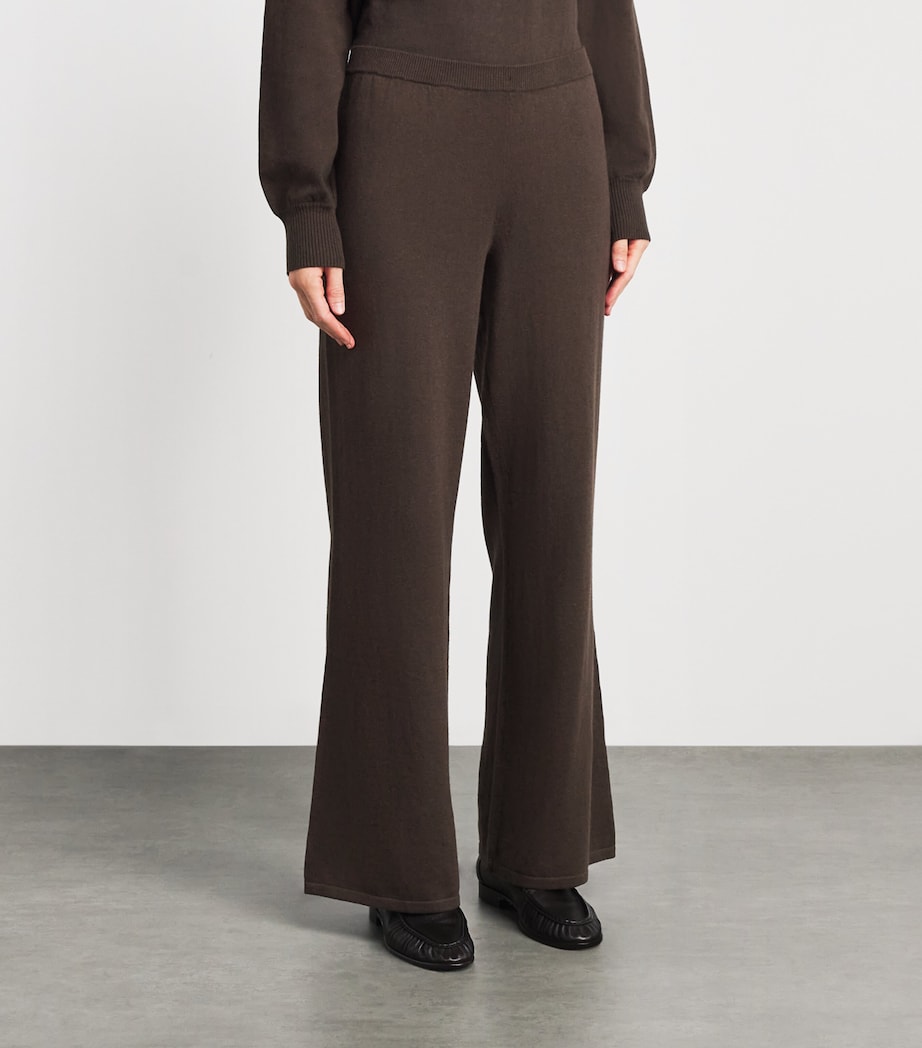 ÉTERNE Womens Cashmere-Cotton Wide-Leg Sweatpants Mushroom Image 4