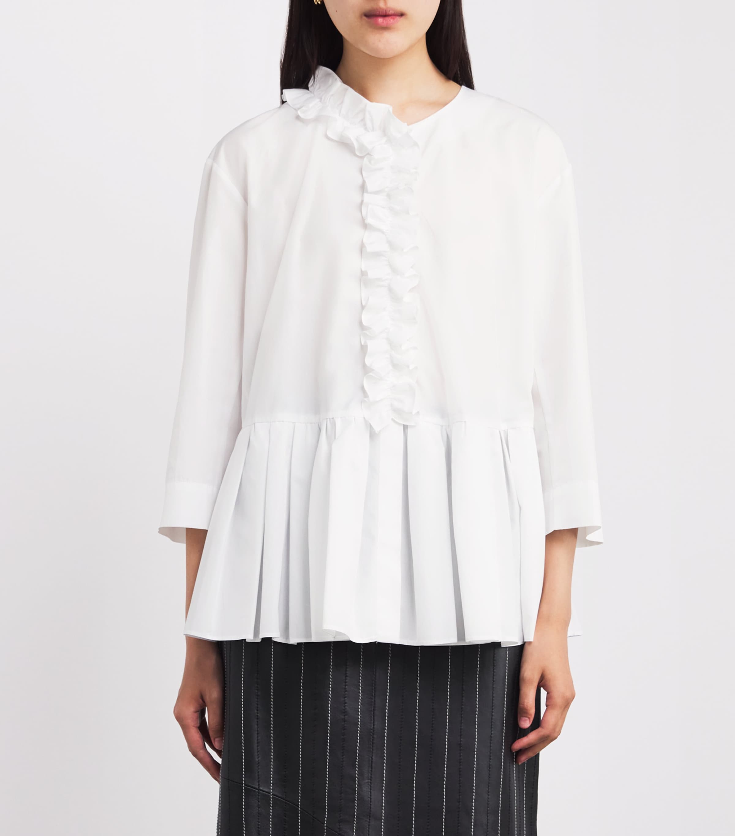 Cotton Ruffle-Detail Shirt OPTICAL WHITE Image 3