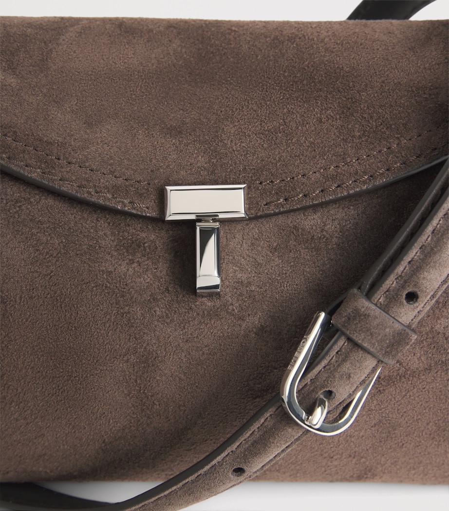 Toteme Suede T-Lock Clutch Bag Brown Image 6