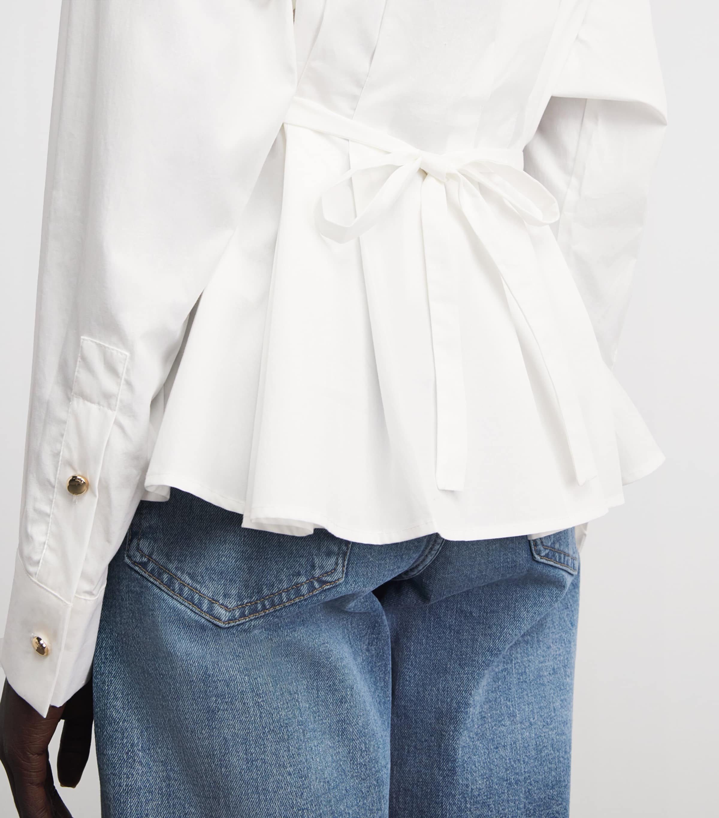 Maje Womens Cotton Fitted Lace-Up Shirt White Image 3