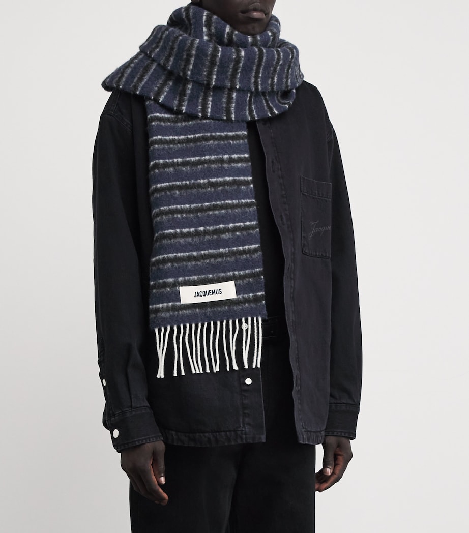 Alpaca-Wool-Blend Stripe Scarf 3ER-BLUE/GREY STRPS Image 3