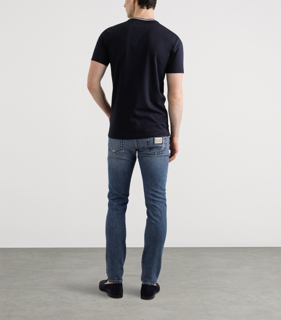 Cotton Embroidered Logo T-Shirt B0665-DARK BLUE Image 3