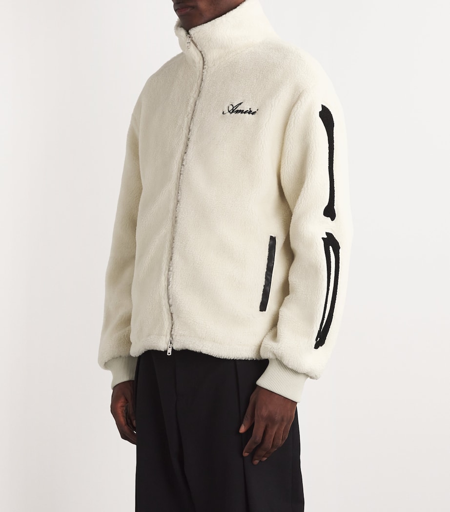AMIRI Mens Fleece Bones Jacket Alabaster Image 3