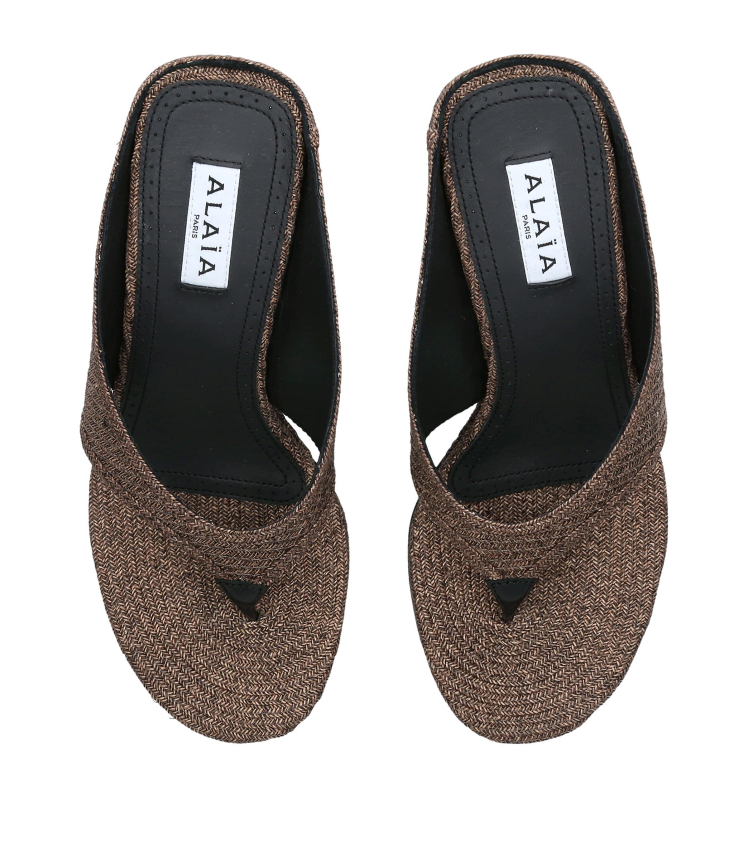 Alaïa Raffia Cube Wedge Sandals 75 Brown Image 4