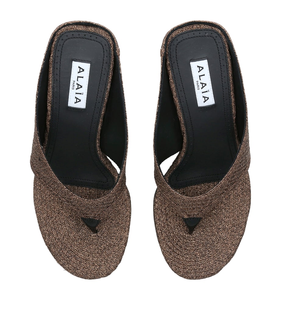 Alaïa Raffia Cube Wedge Sandals 75 Brown Image 4