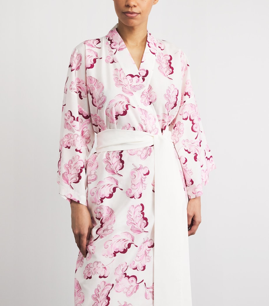 Olivia von Halle Womens Cotton-Silk Amaya Midi Robe Plume Image 5