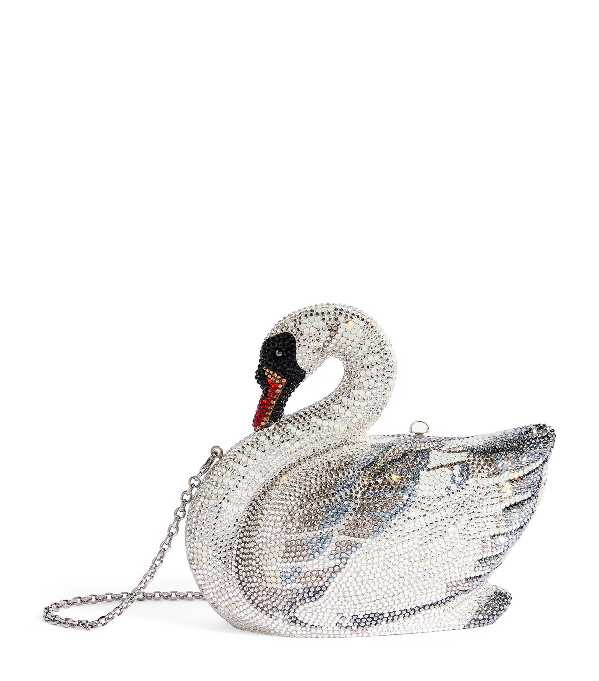 Judith Leiber Odette Swan Clutch Bag Srhmt Slvr Rhine Mlt Image 1