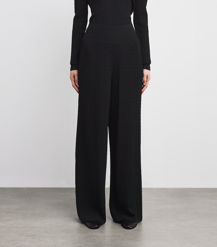 Cable-Knit Wide-Leg Trousers POLO BLACK Image 3