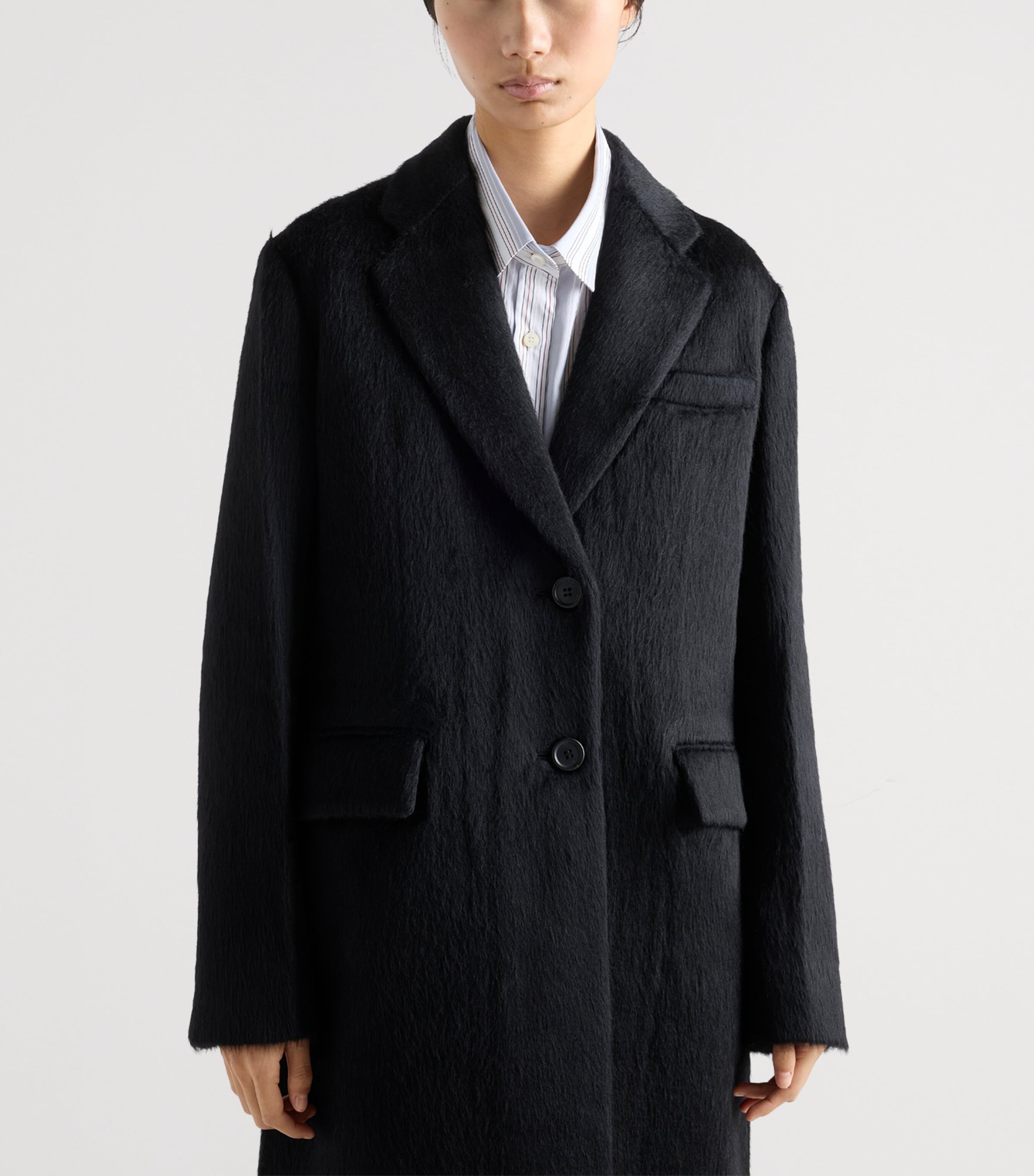 Velour Single-Breasted Coat F0008 Image 3