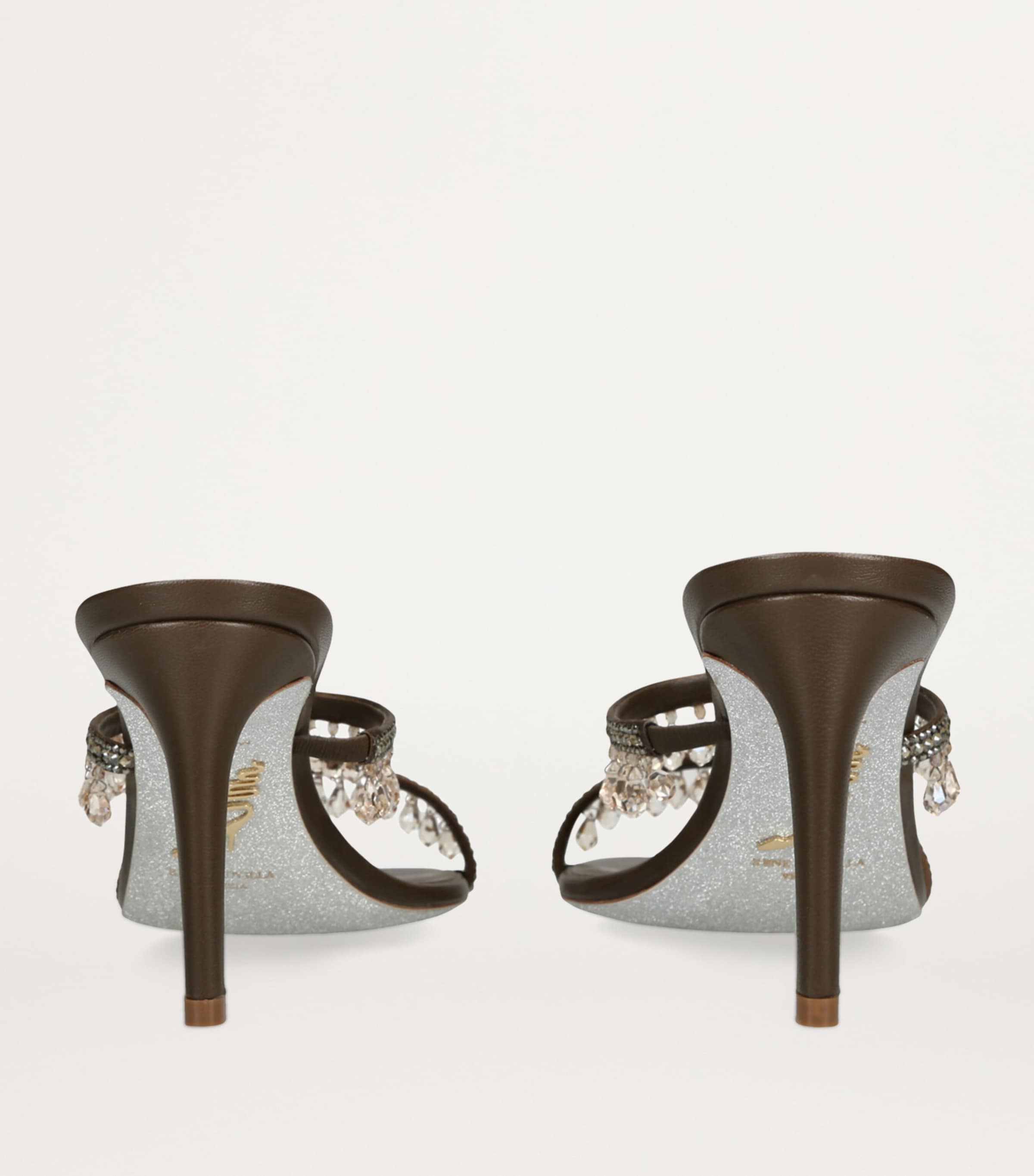 Embellished Chandelier Heeled Mules 80 DARK BROWN Image 2