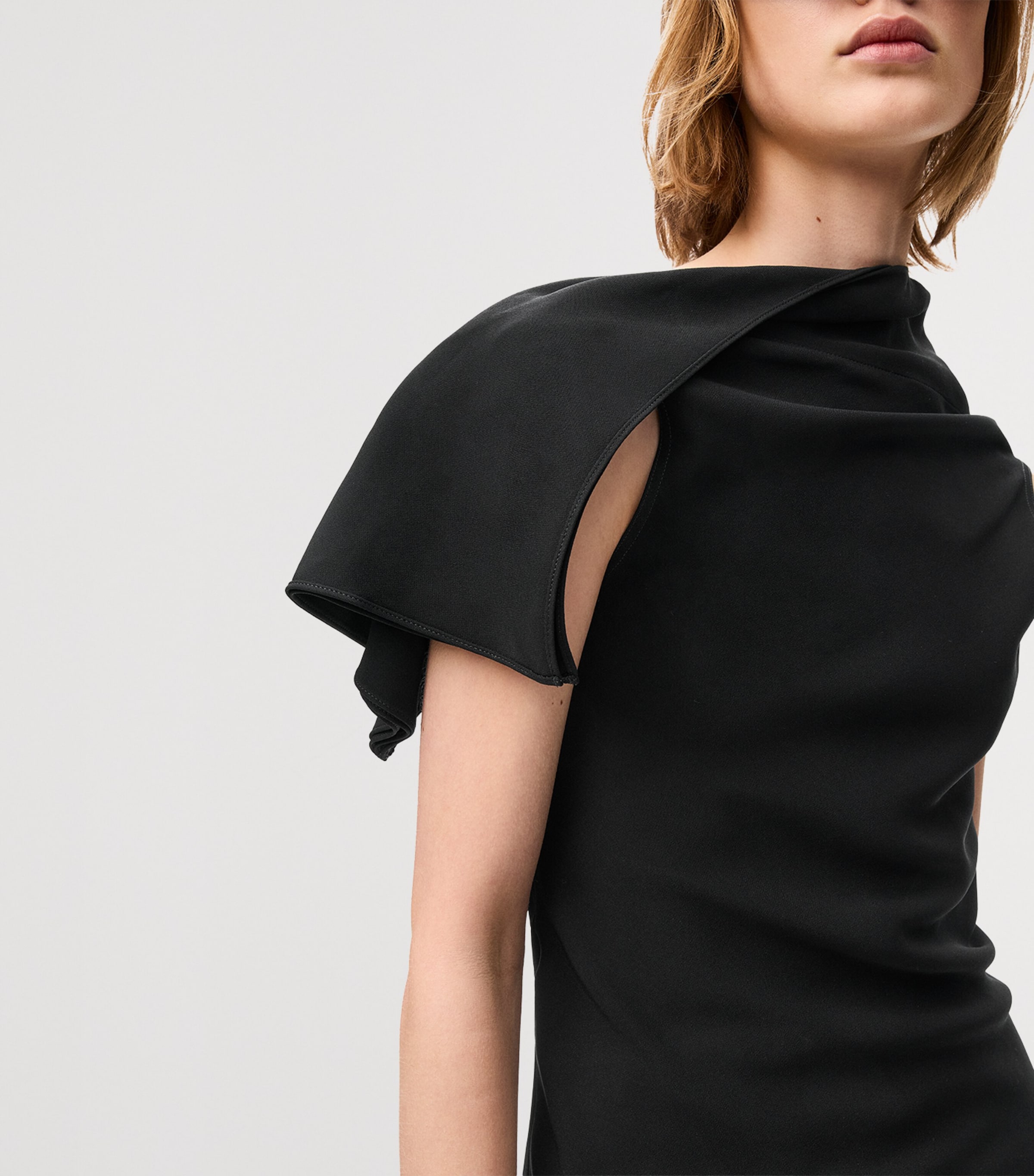 LOEWE Womens Asymmetric Draped Top Black Image 5