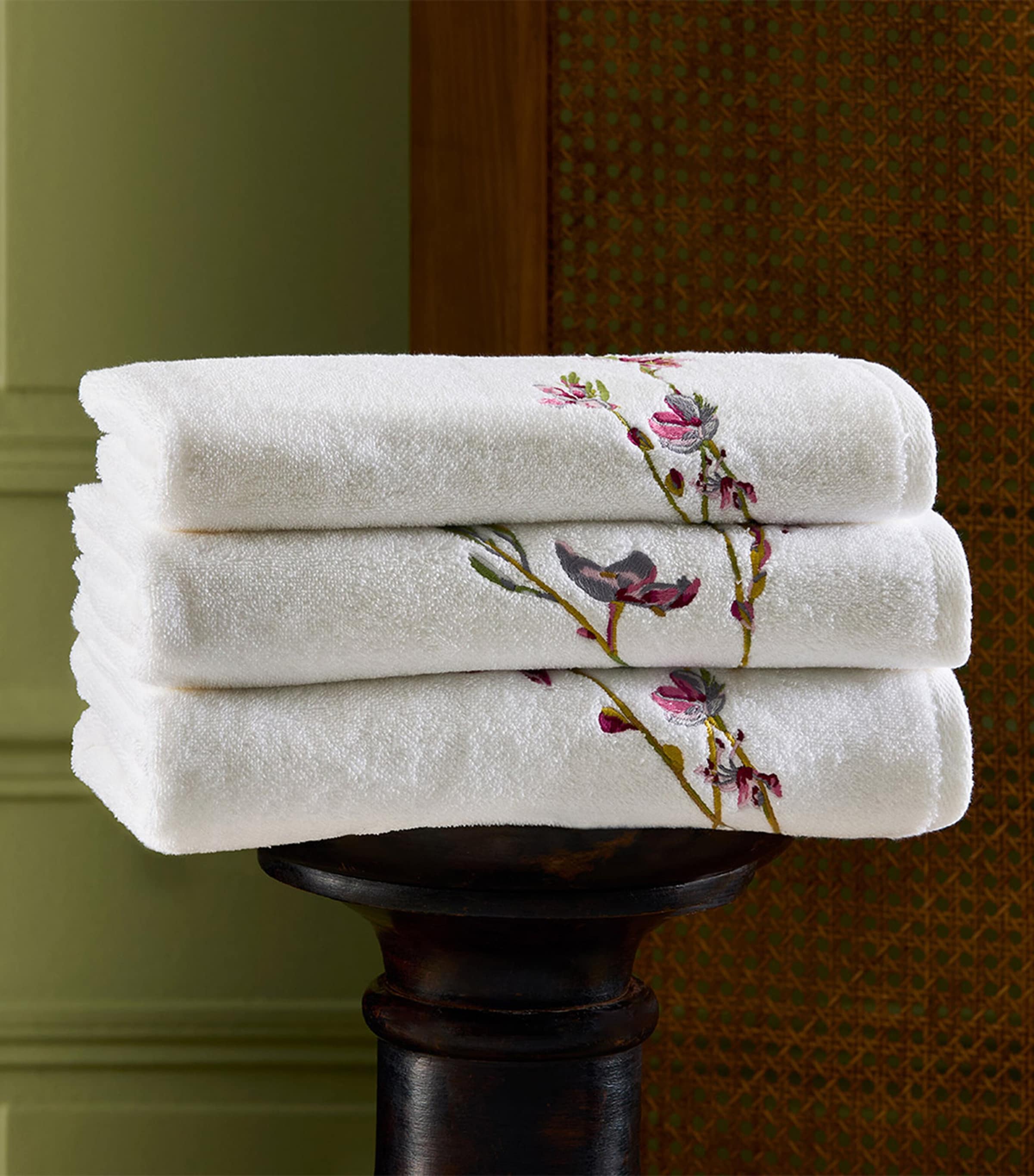 Floral Gaura Bath Mat (90cm x 160cm) BLANC Image 3