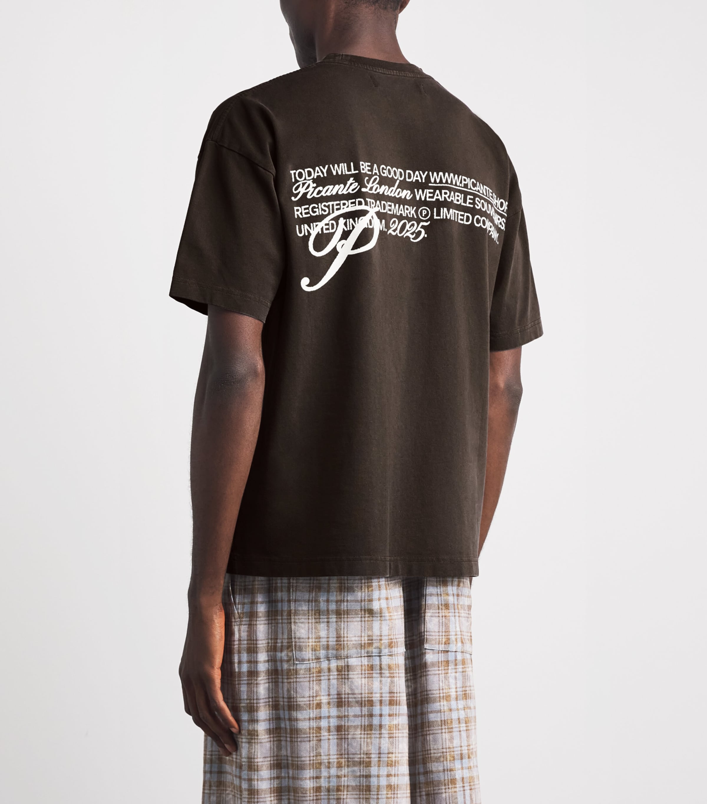 Picante Mens Organic Cotton Gallery Logo T-Shirt Brown Image 5