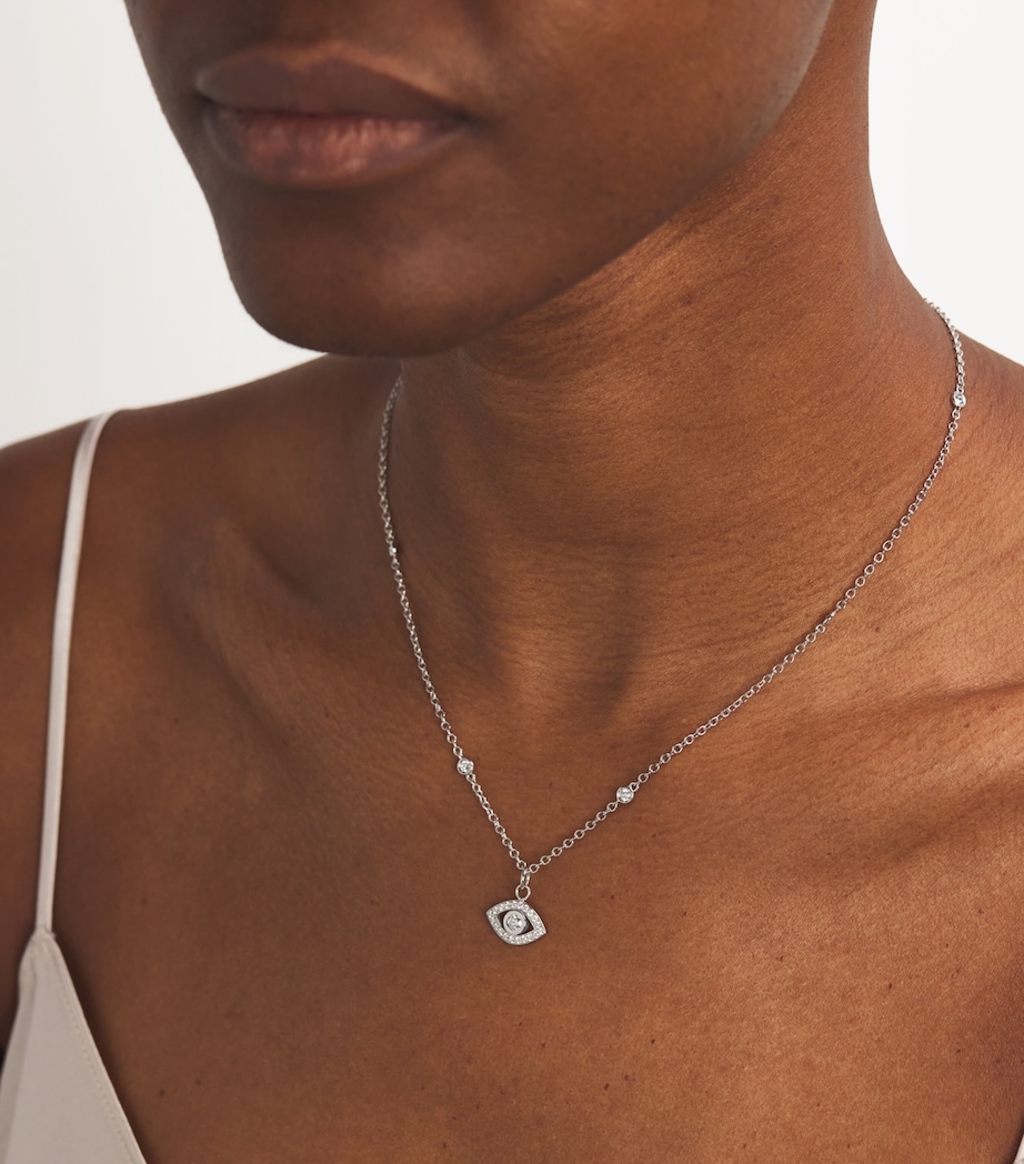 Netali Nissim White Gold and Diamond Charmed Eye Necklace White Gold Image 2