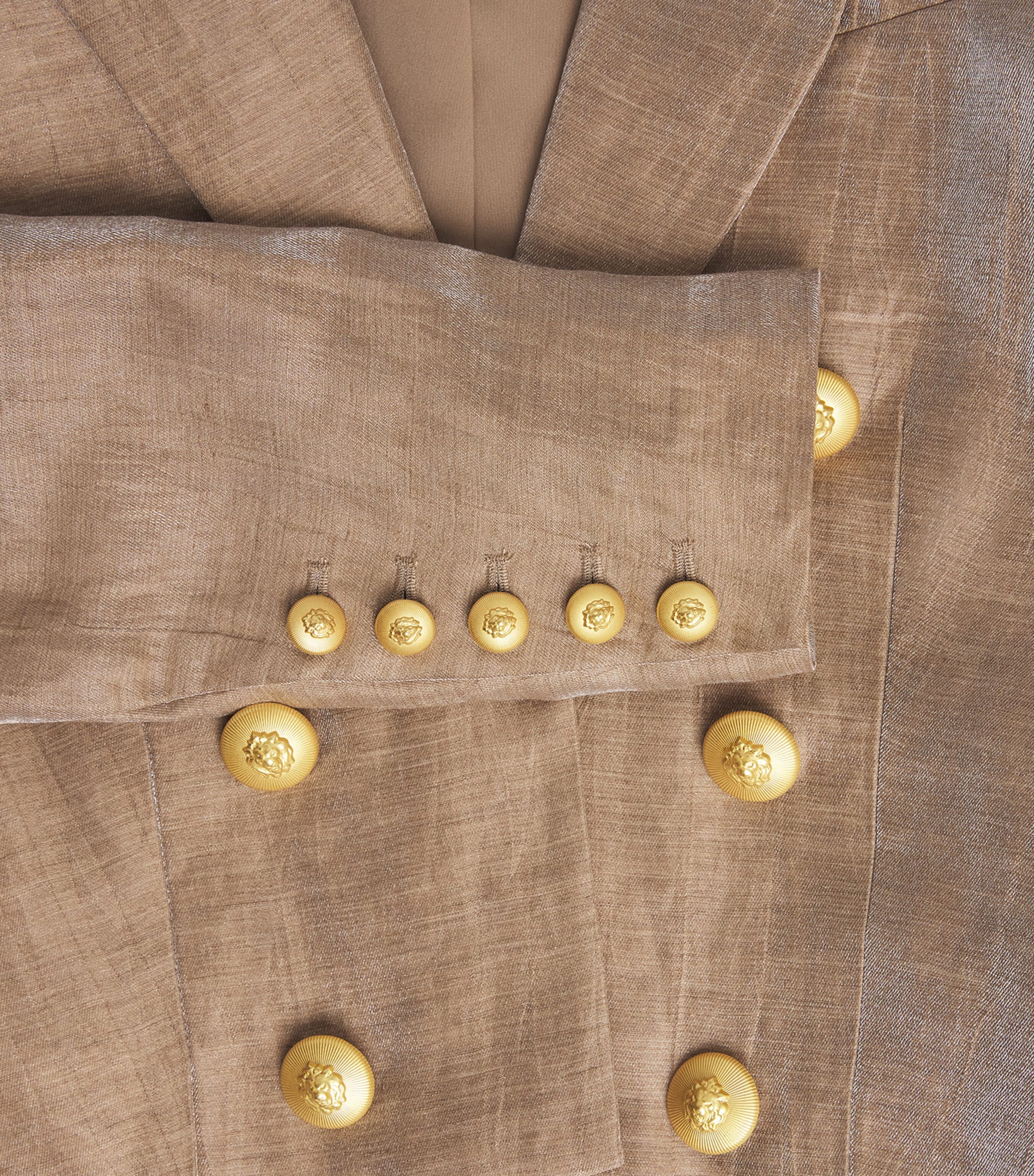L'Agence Womens Linen-Blend Inez Blazer Ltgd Latte/gold Image 6