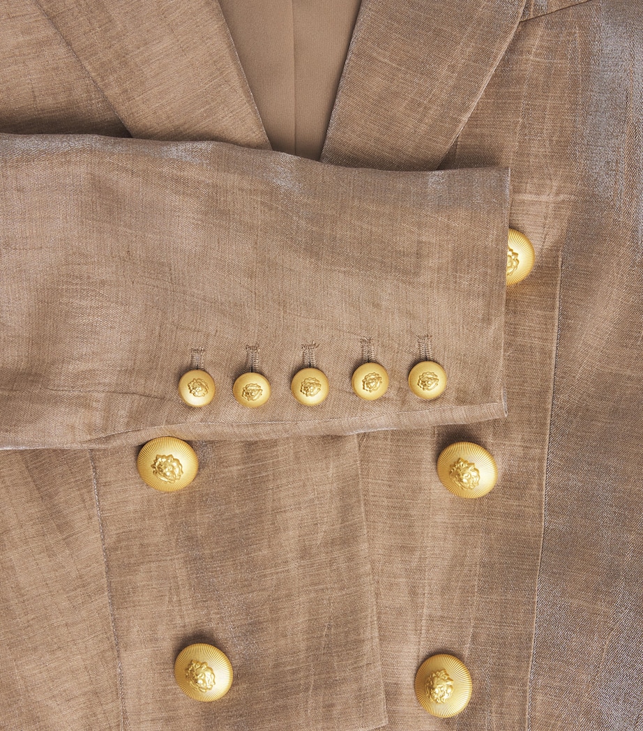 L'Agence Womens Linen-Blend Inez Blazer Ltgd Latte/gold Image 6