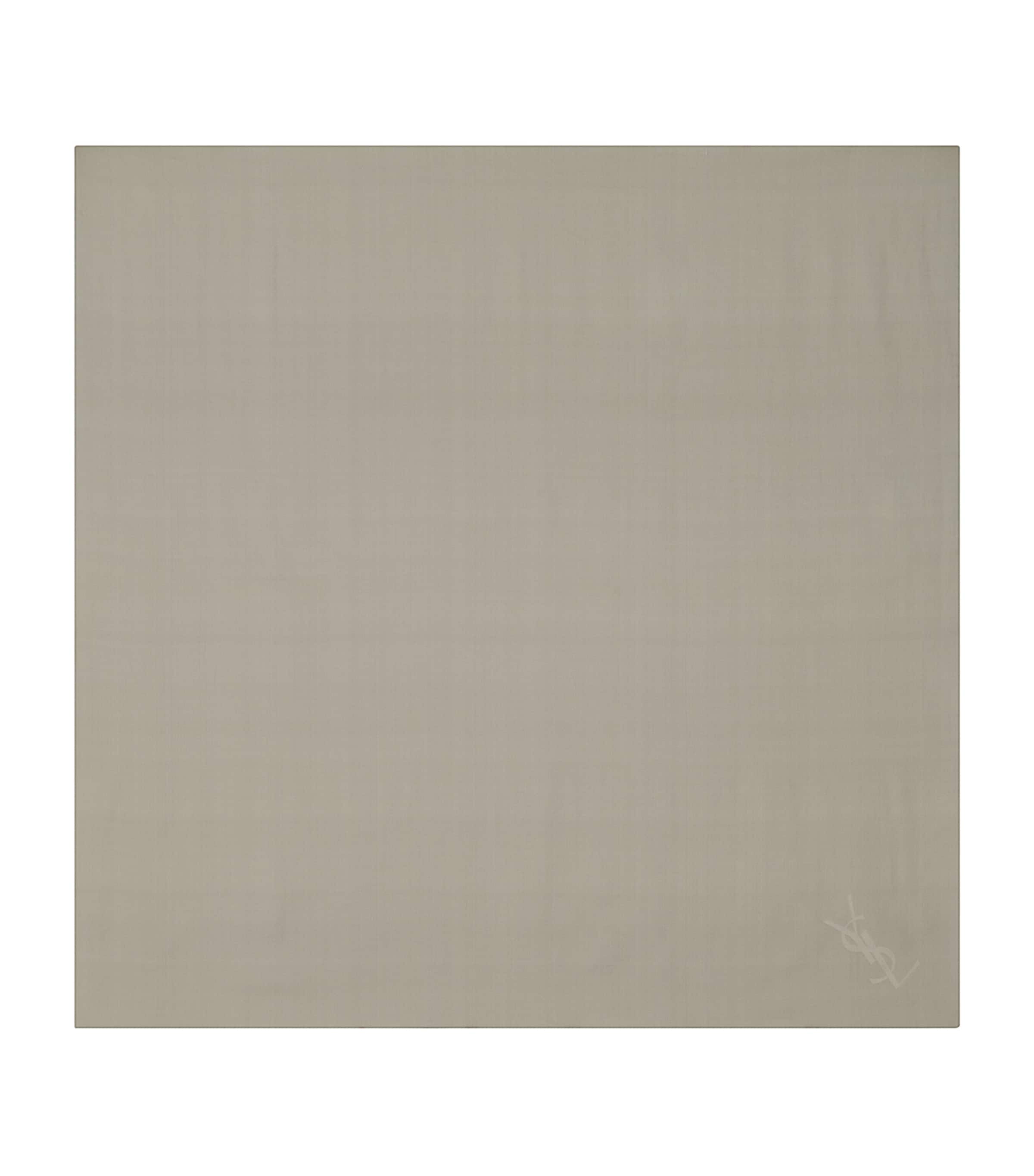 Saint Laurent Silk Cassandre Scarf In Beige