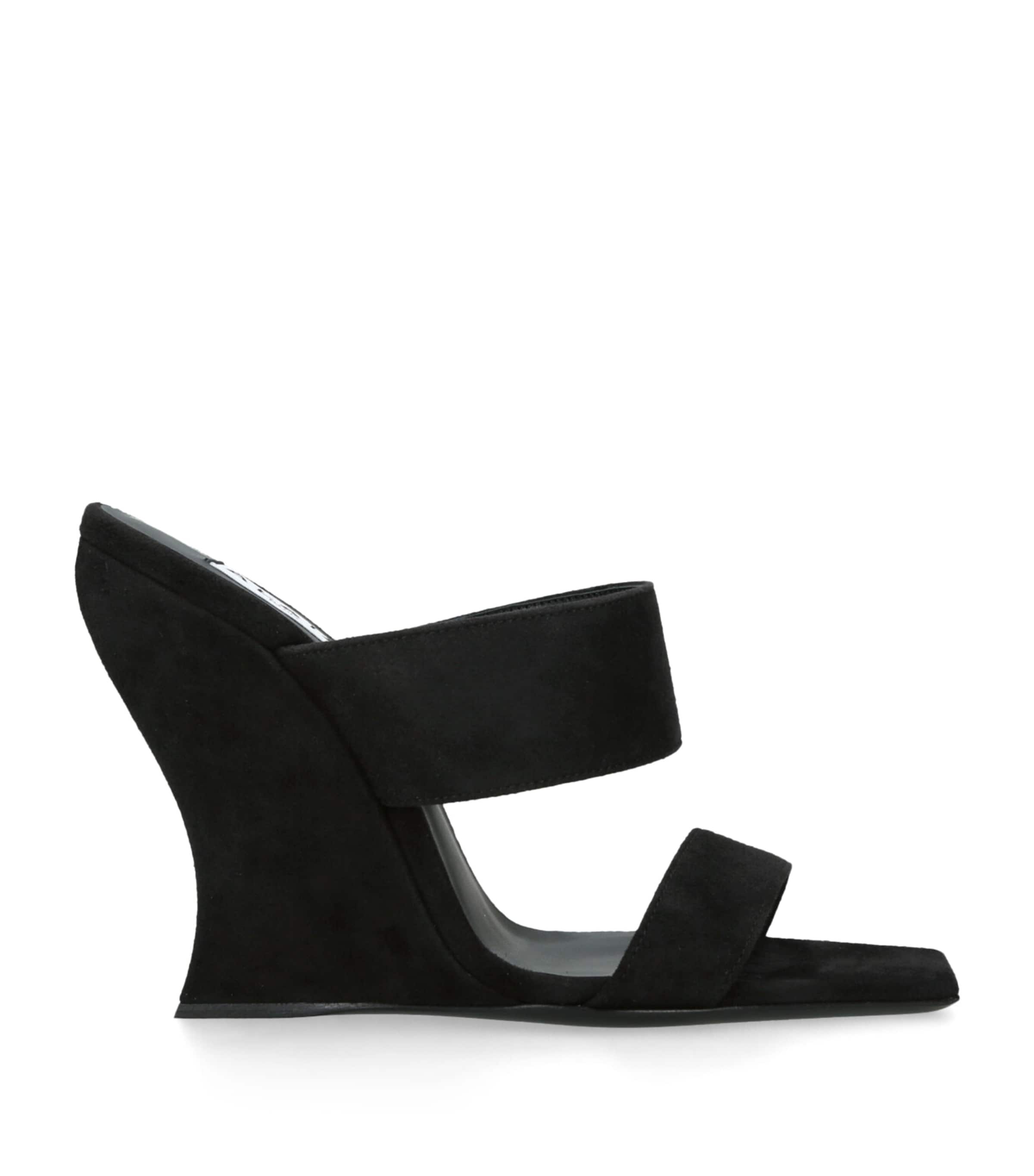 Suede Wedge Mules 110 BLACK Image 1