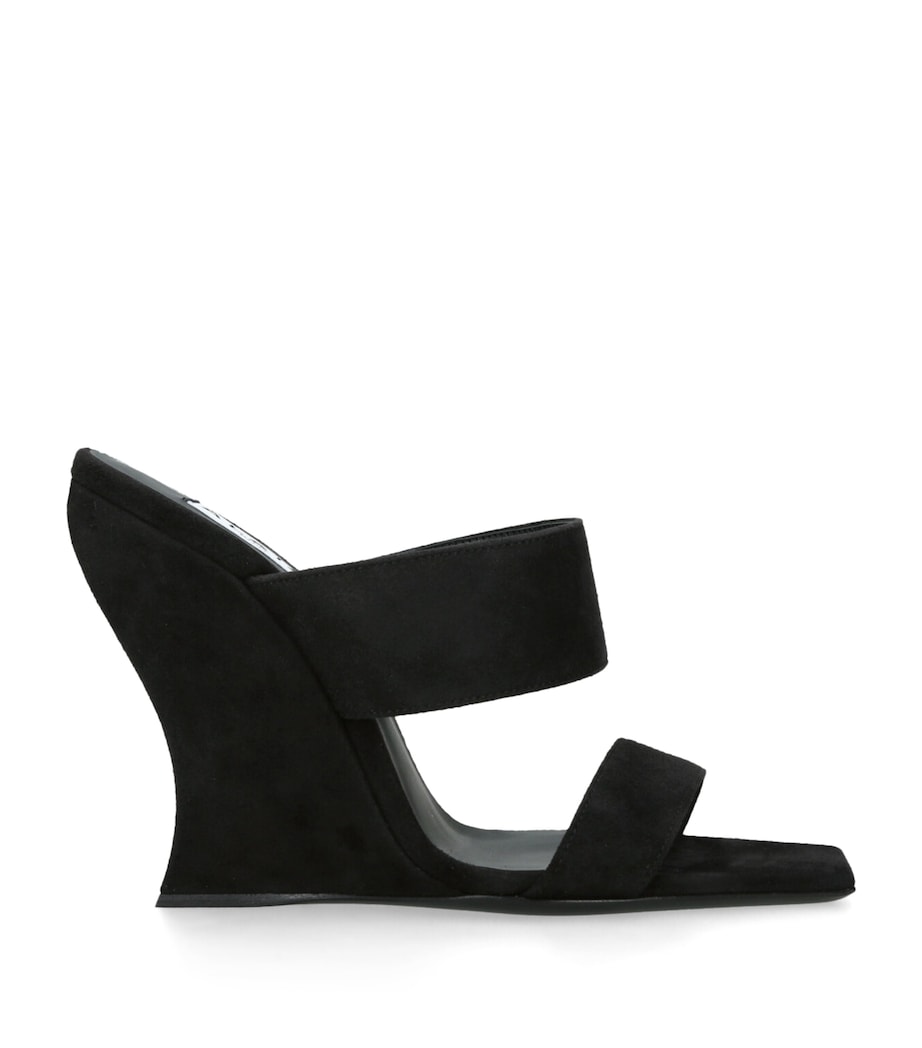 Suede Wedge Mules 110 BLACK Image 1