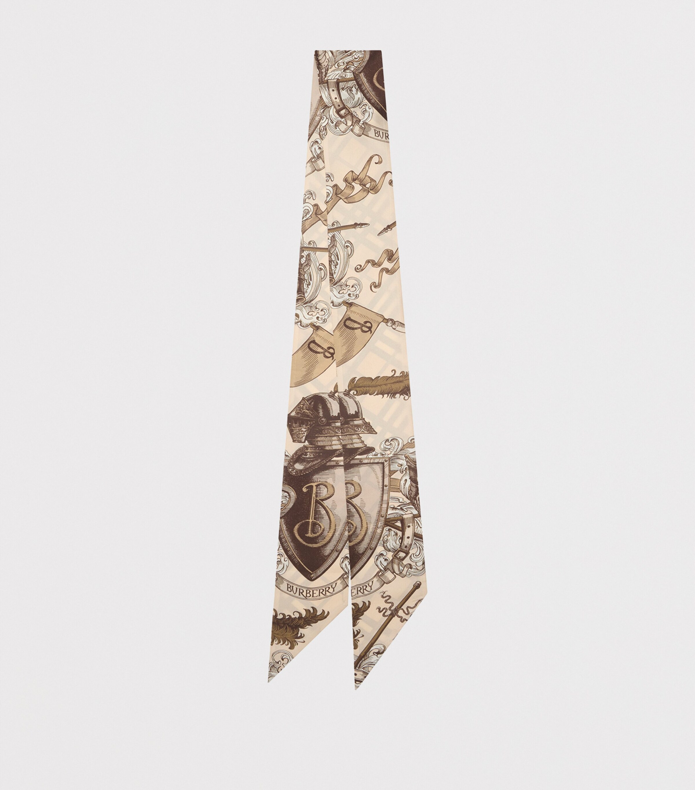 Burberry Silk Reversible Skinny Scarf Taupe Beige Image 2