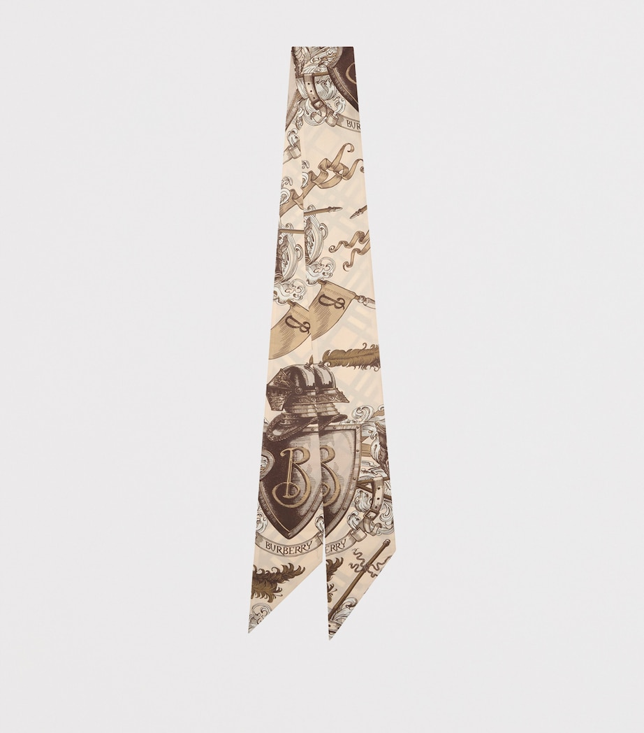 Burberry Silk Reversible Skinny Scarf Taupe Beige Image 2