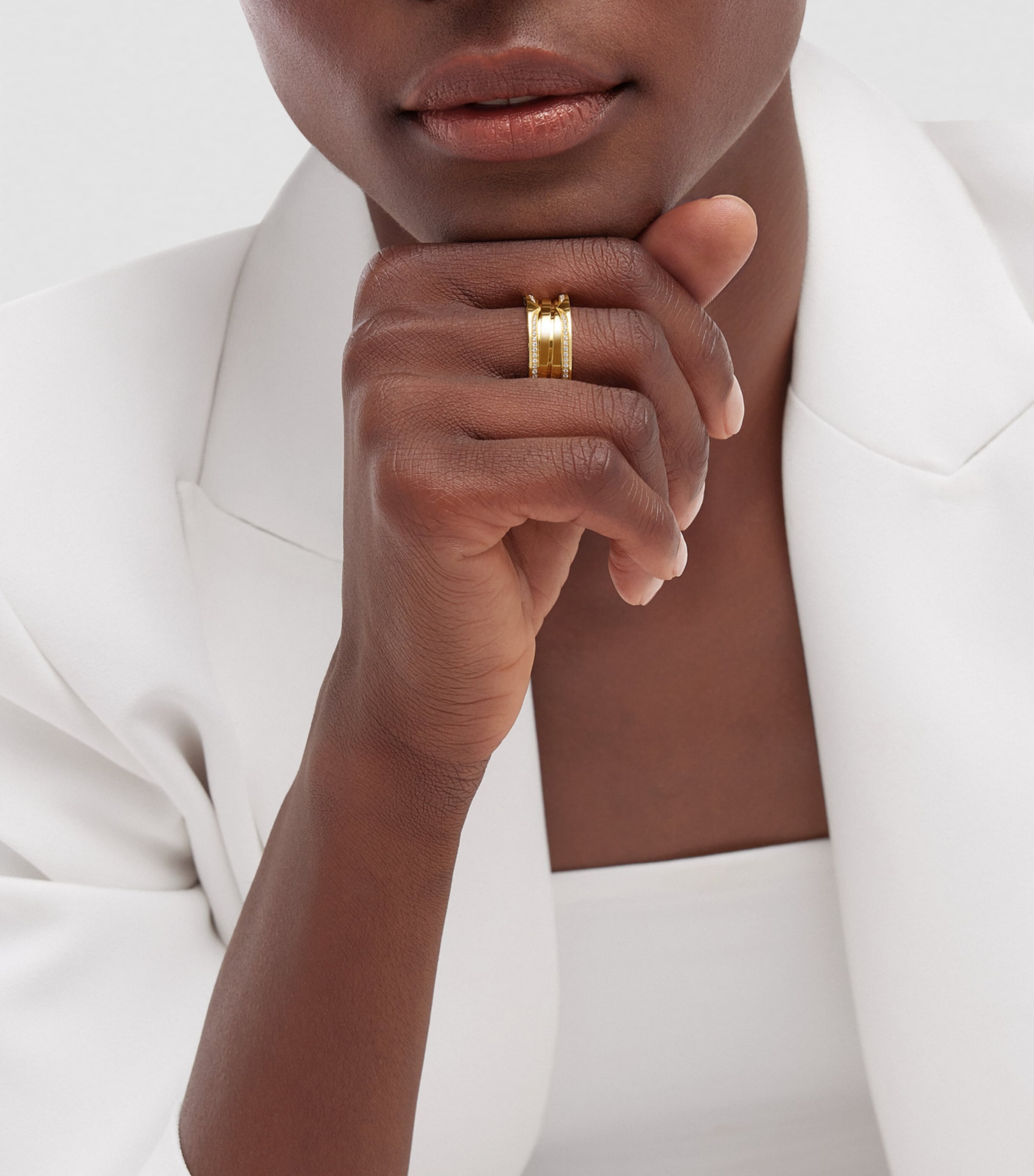 Yellow Gold and Diamond B.zero1 Three-Band Ring YELLOW GOLD Image 2