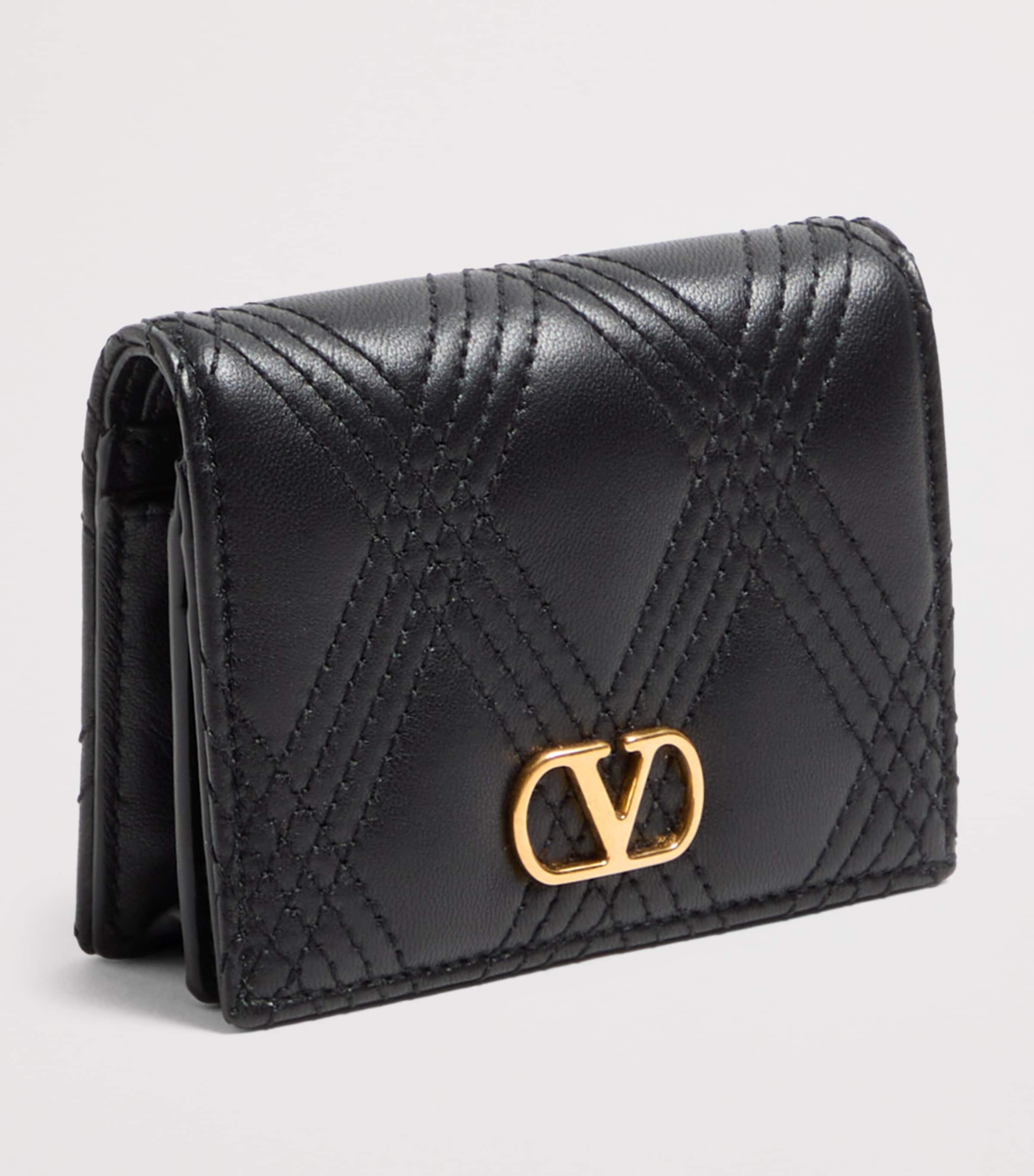 Valentino Garavani Black Leather Quiltie 67 Wallet | Harrods US
