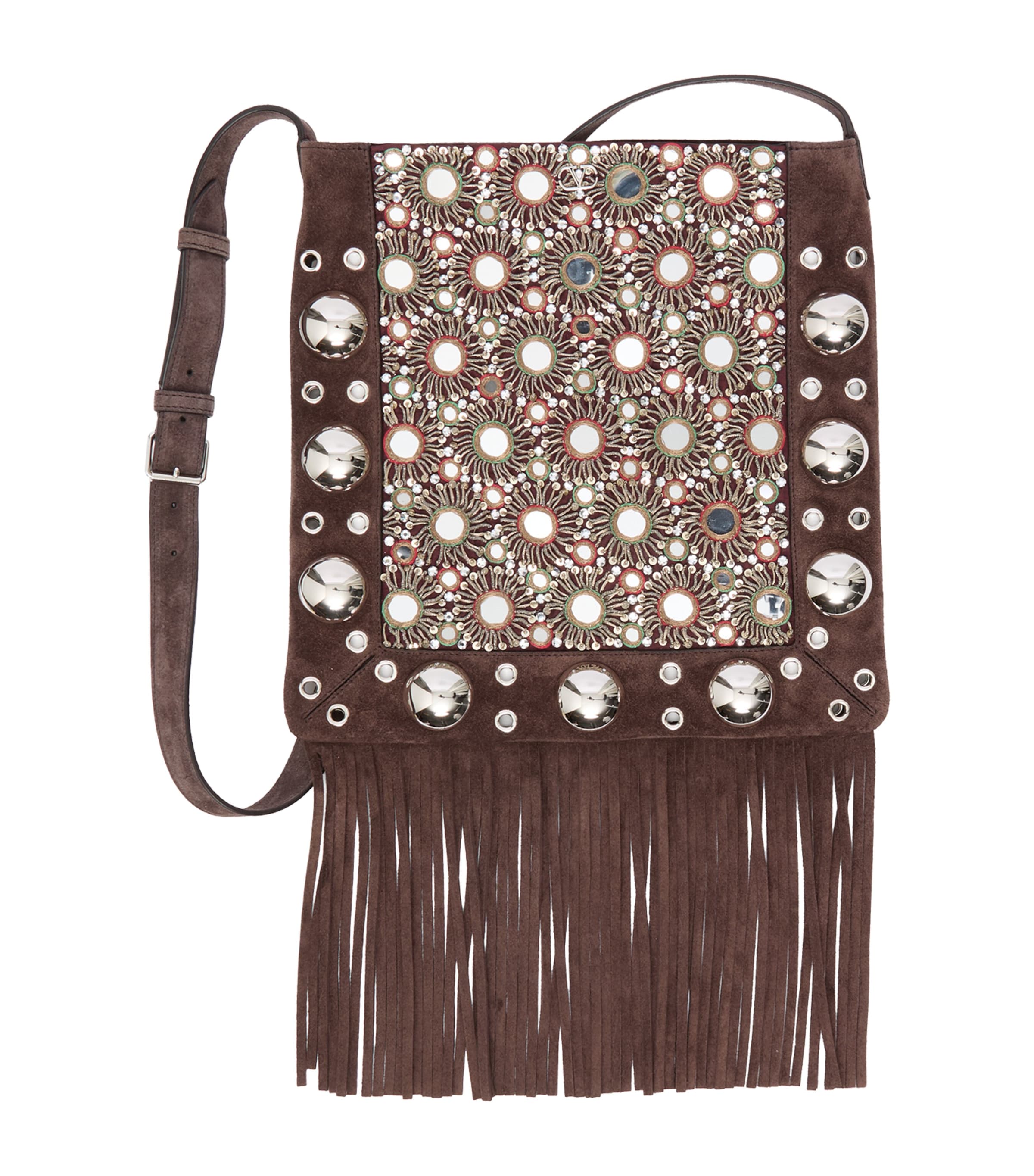 Valentino Garavani Suede Embellished Nellcôte Shoulder Bag