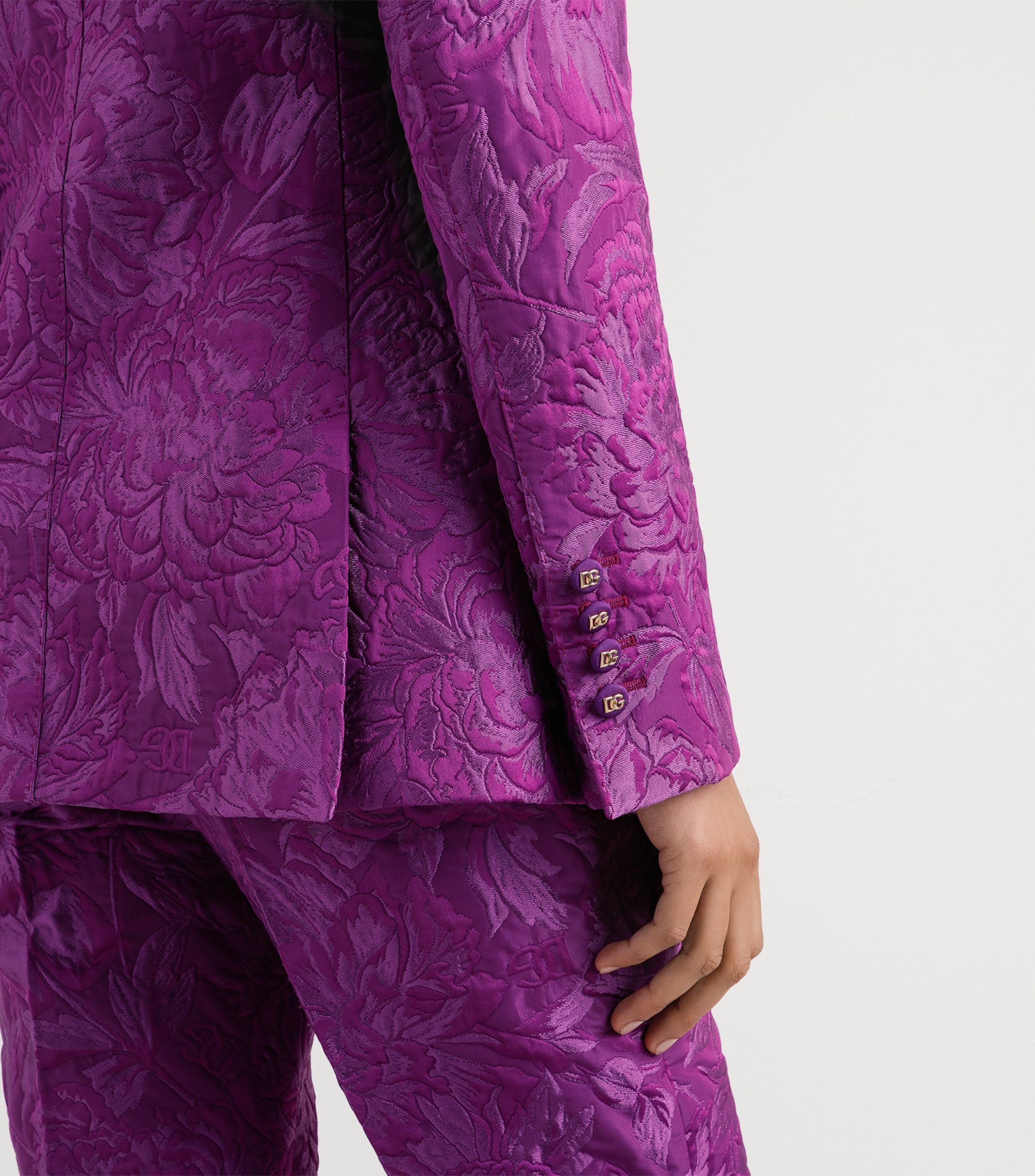 Jacquard Single-Breasted Blazer F0571-PURPLE Image 5