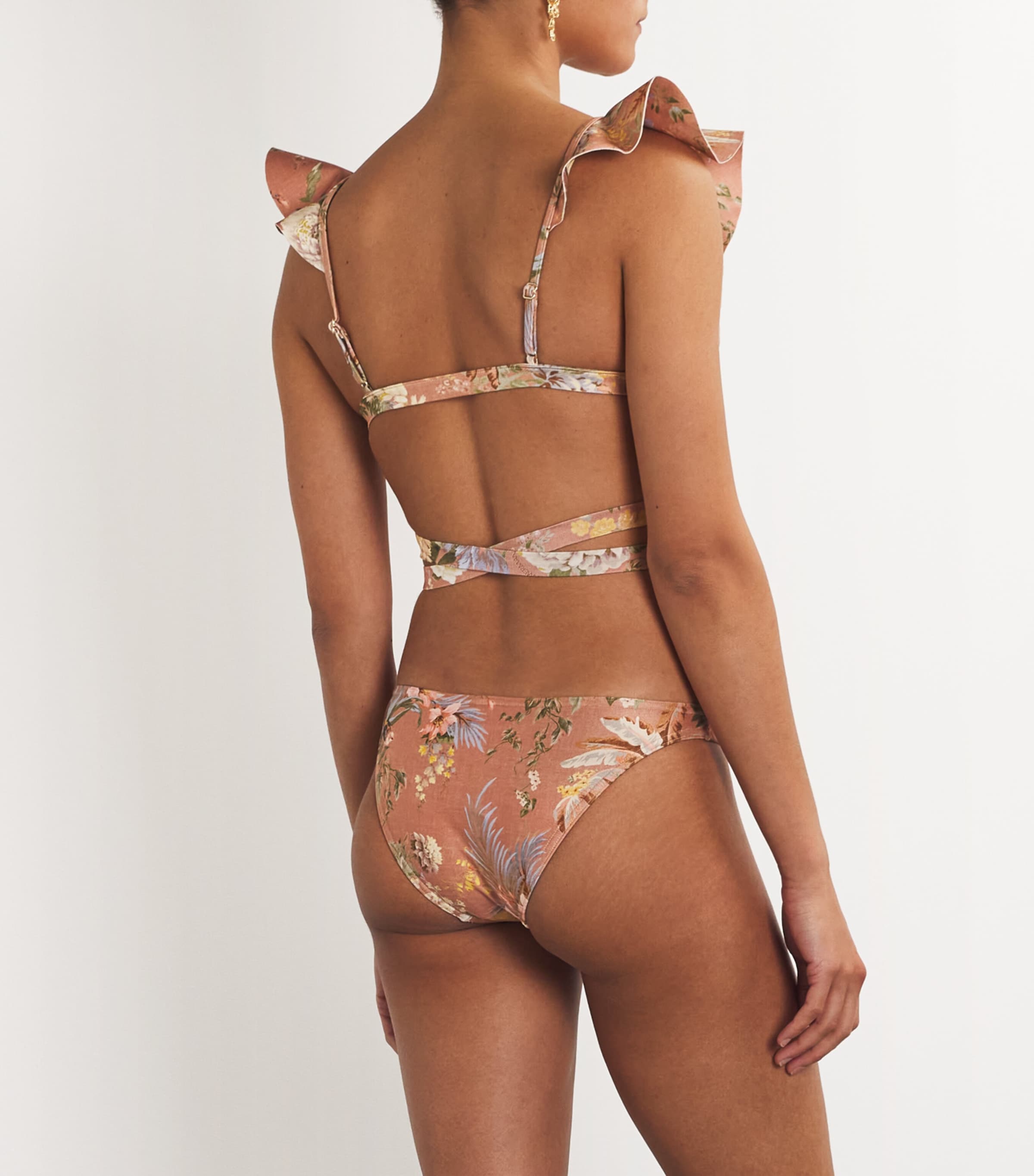 Zimmermann Tallow Wrap Ruffle Bikini | Harrods US