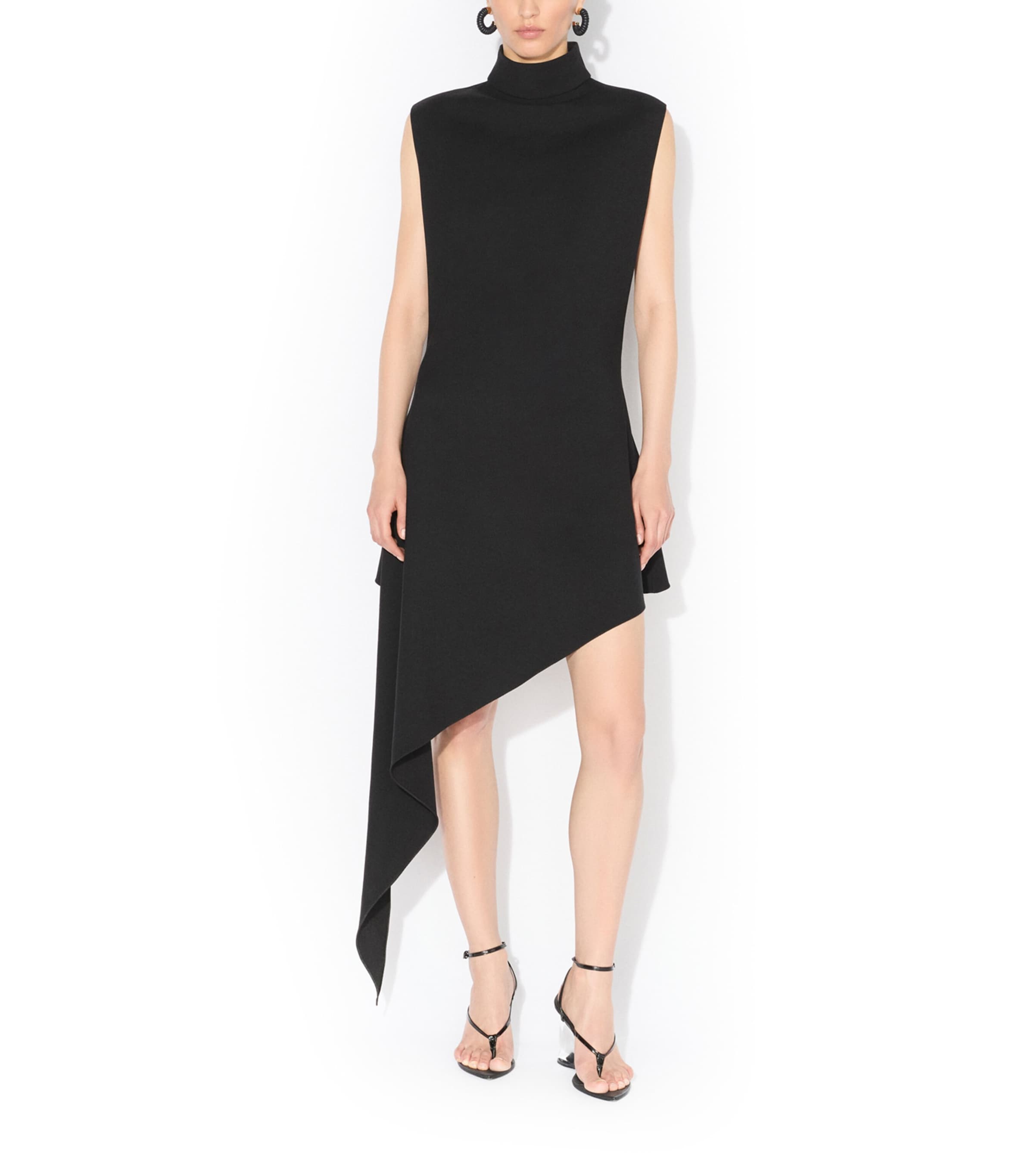 Alaïa Womens Wool Asymmetric Mini Dress Noir Alaia Image 2
