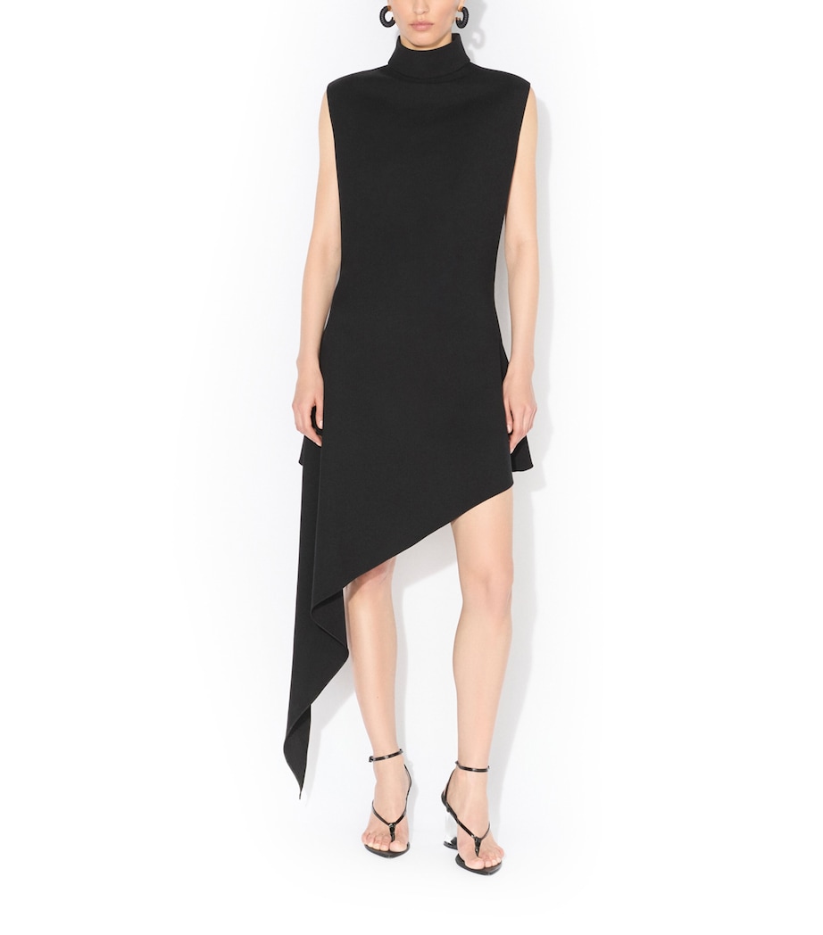 Alaïa Womens Wool Asymmetric Mini Dress Noir Alaia Image 2