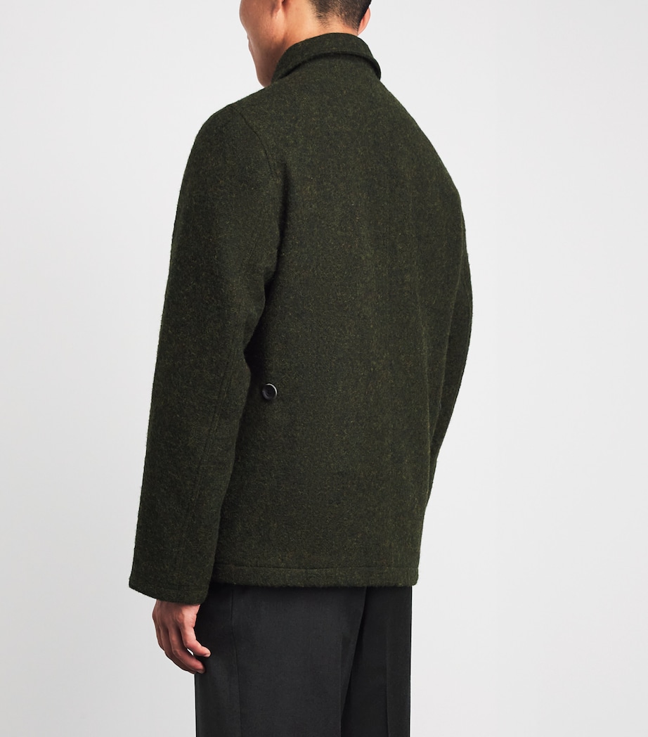Oliver Spencer Mens Wool Addington Overshirt Green Image 5