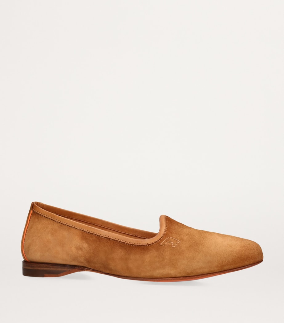 Santoni Suede Andrea Slippers Mid Brown Image 3