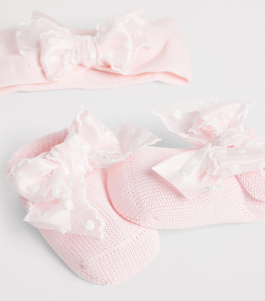 Tulle Bow Socks (Pack of 2) YTHBABY PINK Image 3