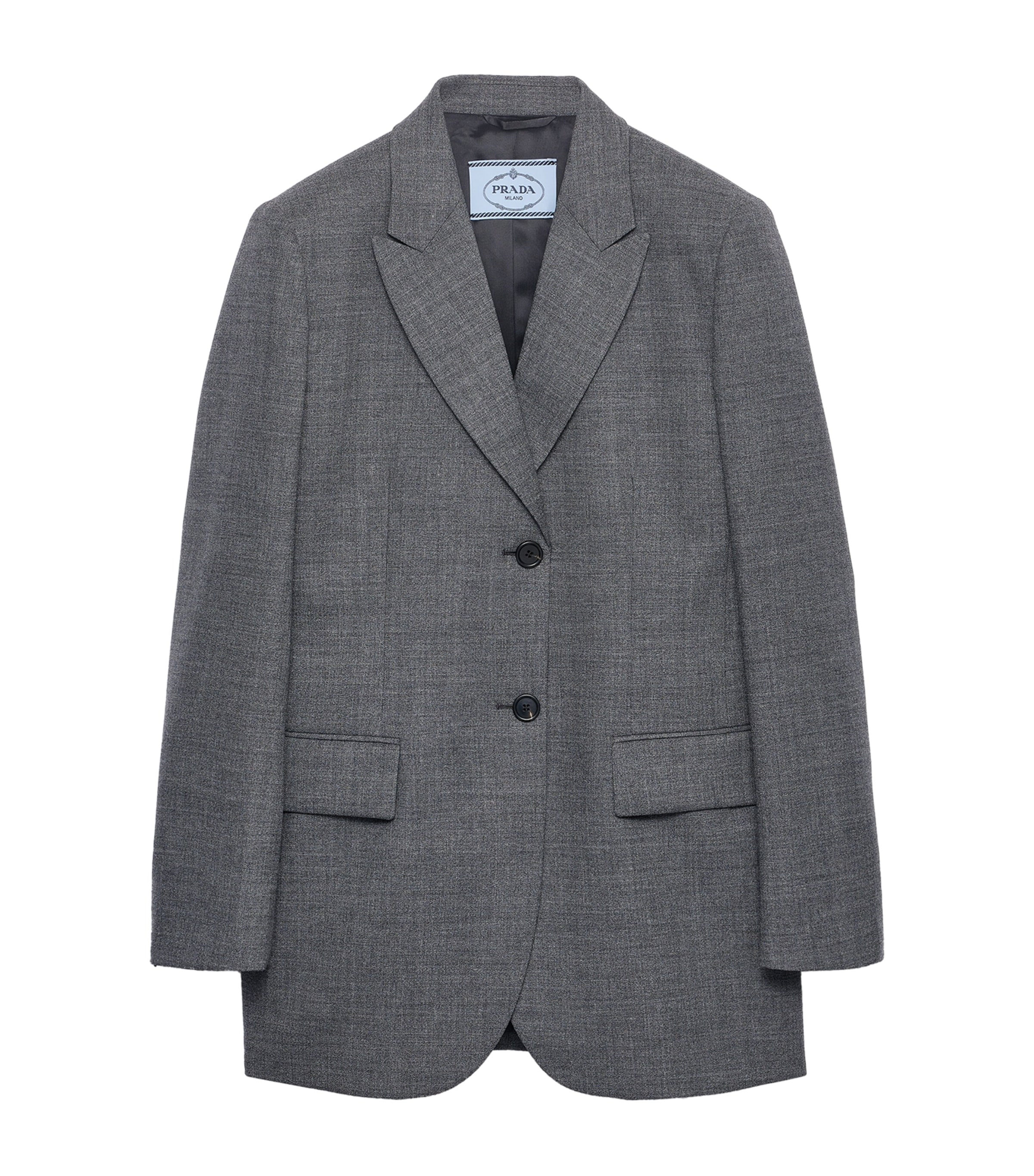 Prada Womens Single-Breasted Mélange Hopsack Blazer Grey Image 1