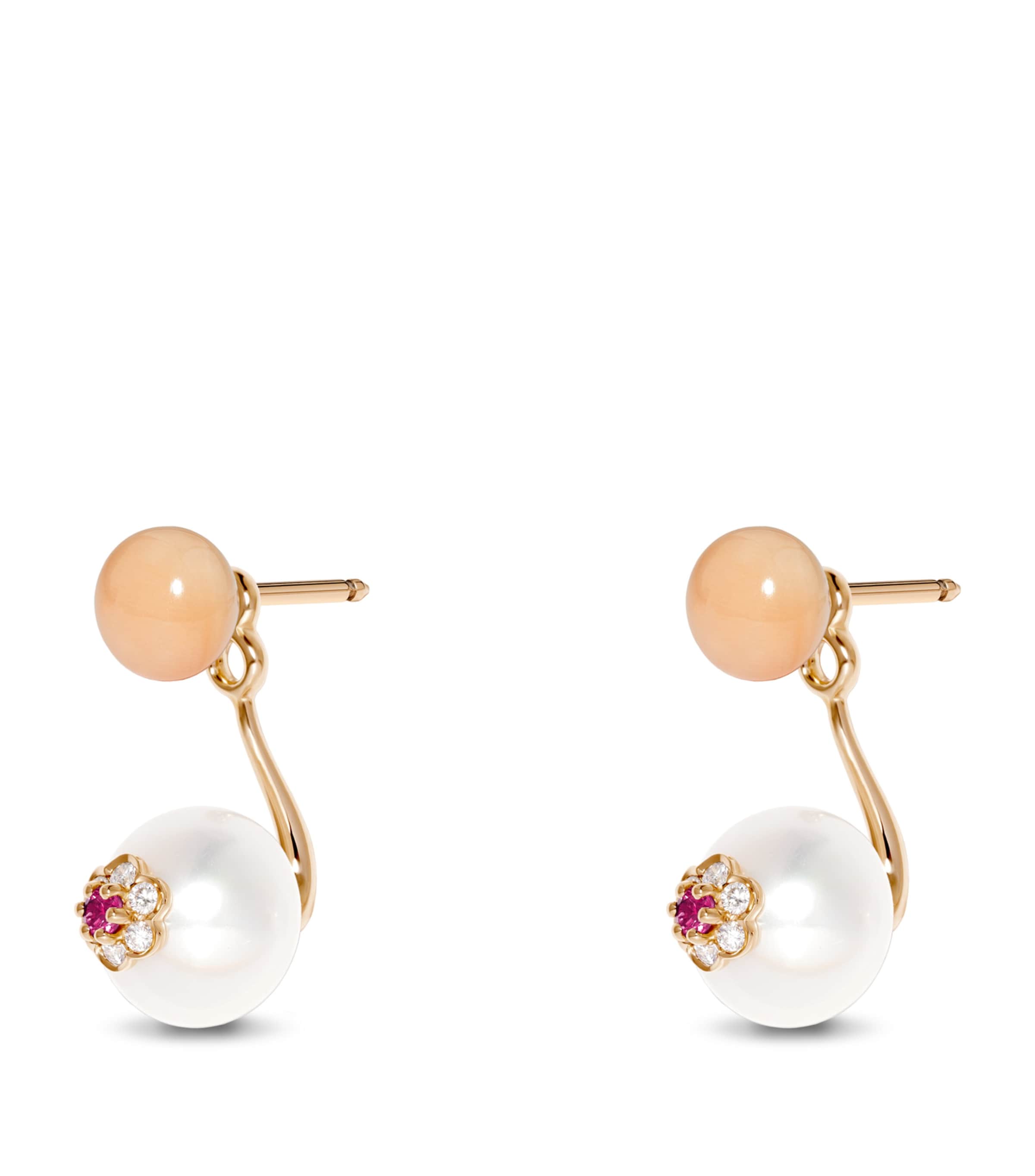 Rose Gold, Diamond and Sapphire Berry Ear Jacket WHITE Image 4