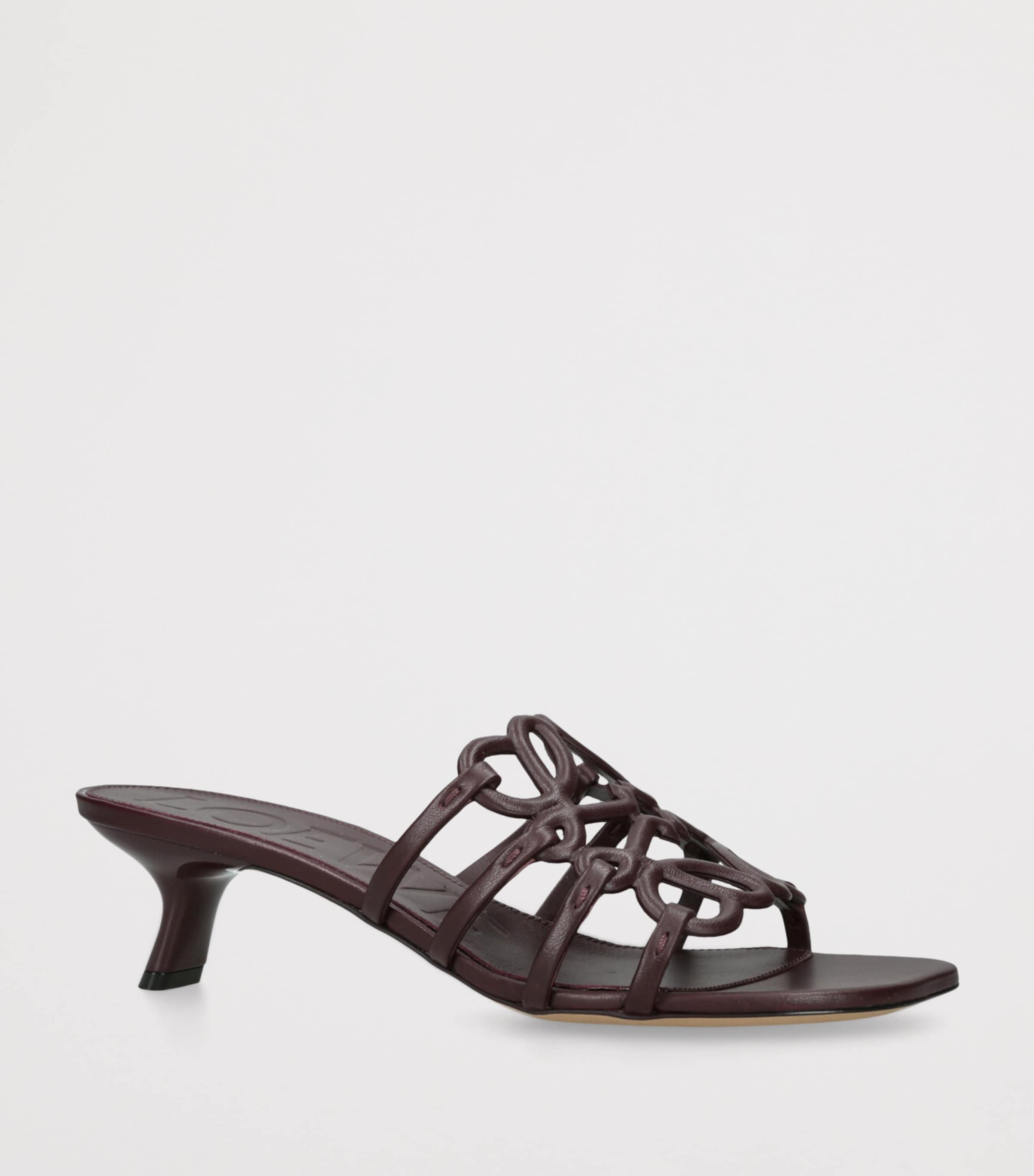LOEWE Leather Petal Anagram Mules 45 Wine Image 3