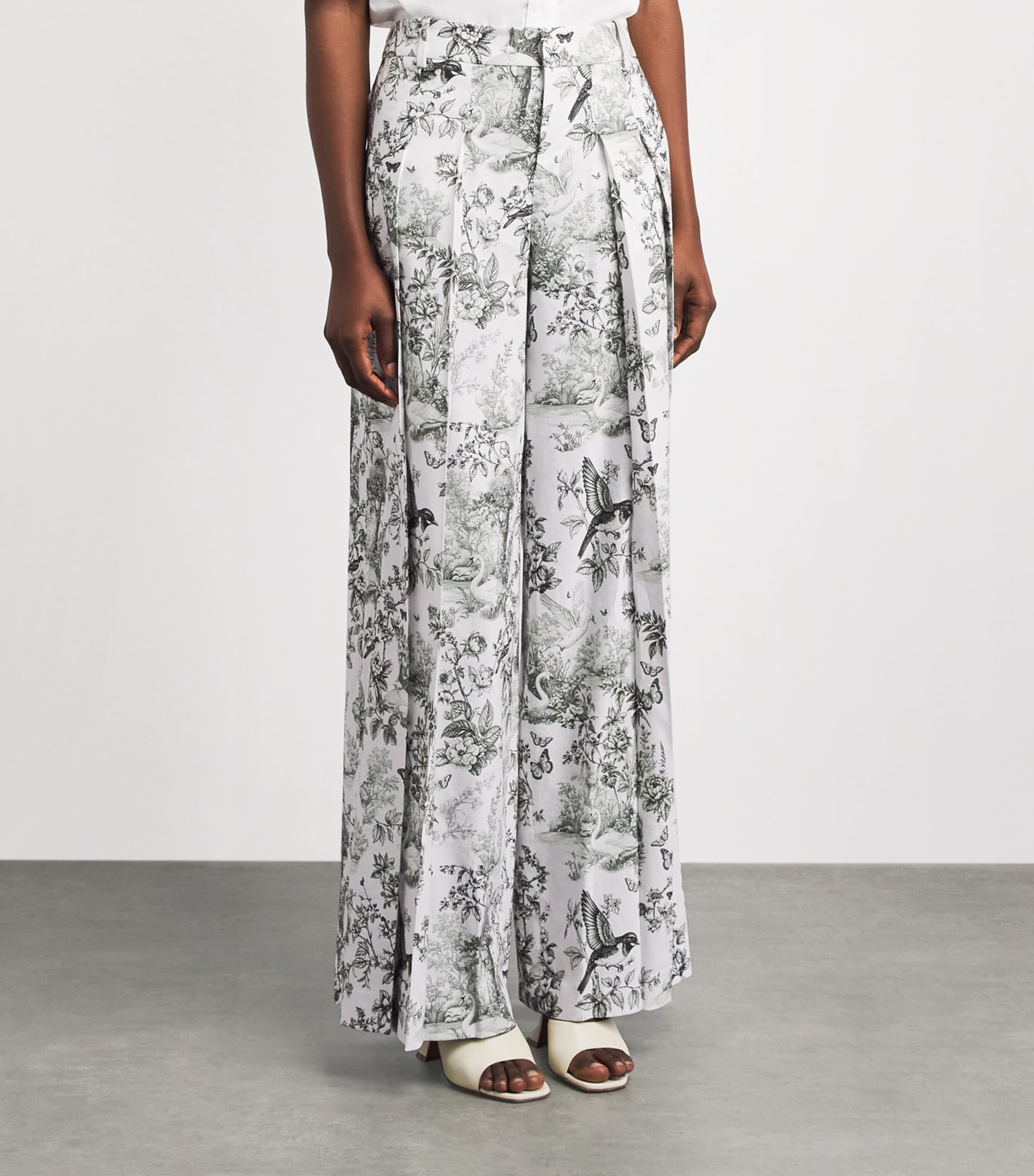 Alice+Olivia Womens Linen-Blend Printed Blaire Trousers Daybreak Image 4