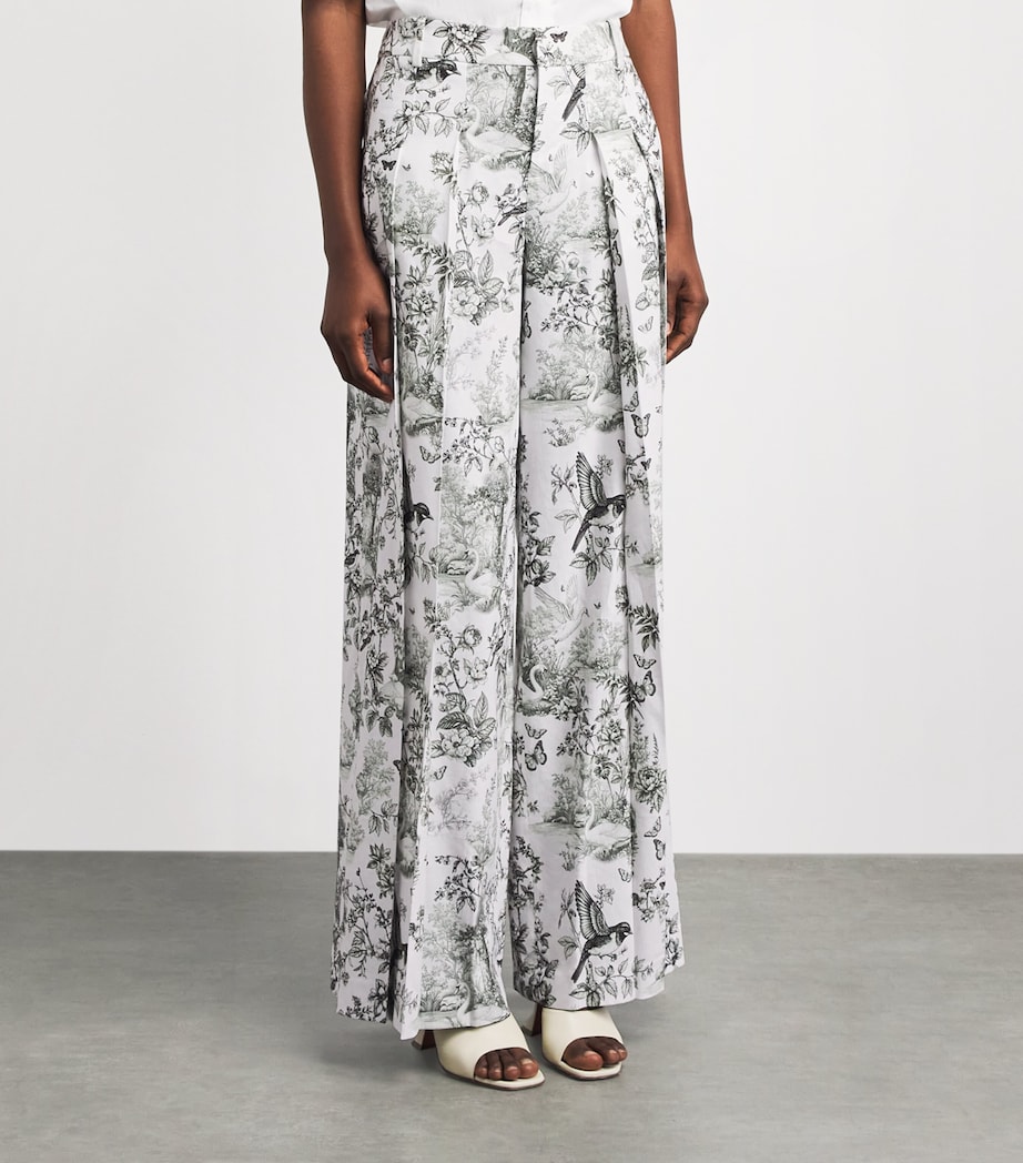 Alice+Olivia Womens Linen-Blend Printed Blaire Trousers Daybreak Image 4
