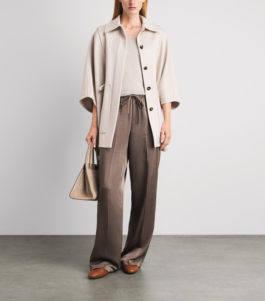 Agnona Womens Wool-Silk-Cashmere Scoop-Neck Sweater Beige Greige Image 2