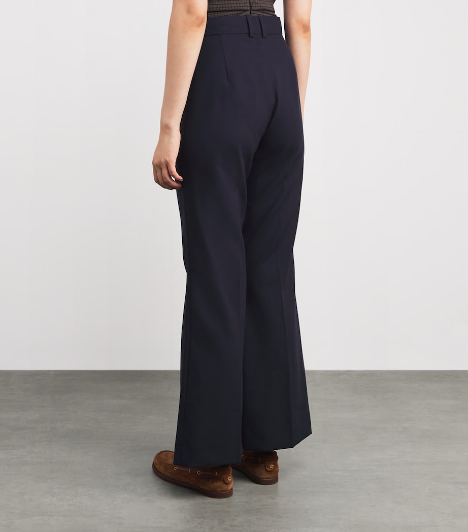 Wool-Blend Flared Trousers NAVY BLUE Image 4