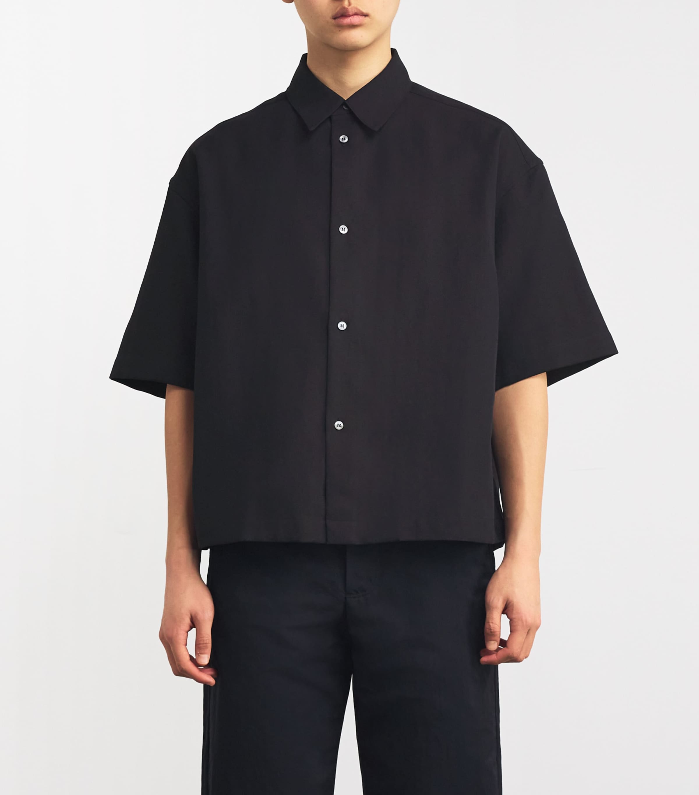 Studio Nicholson Mens Cotton-Blend Sorono Oversized Shirt Black Image 3