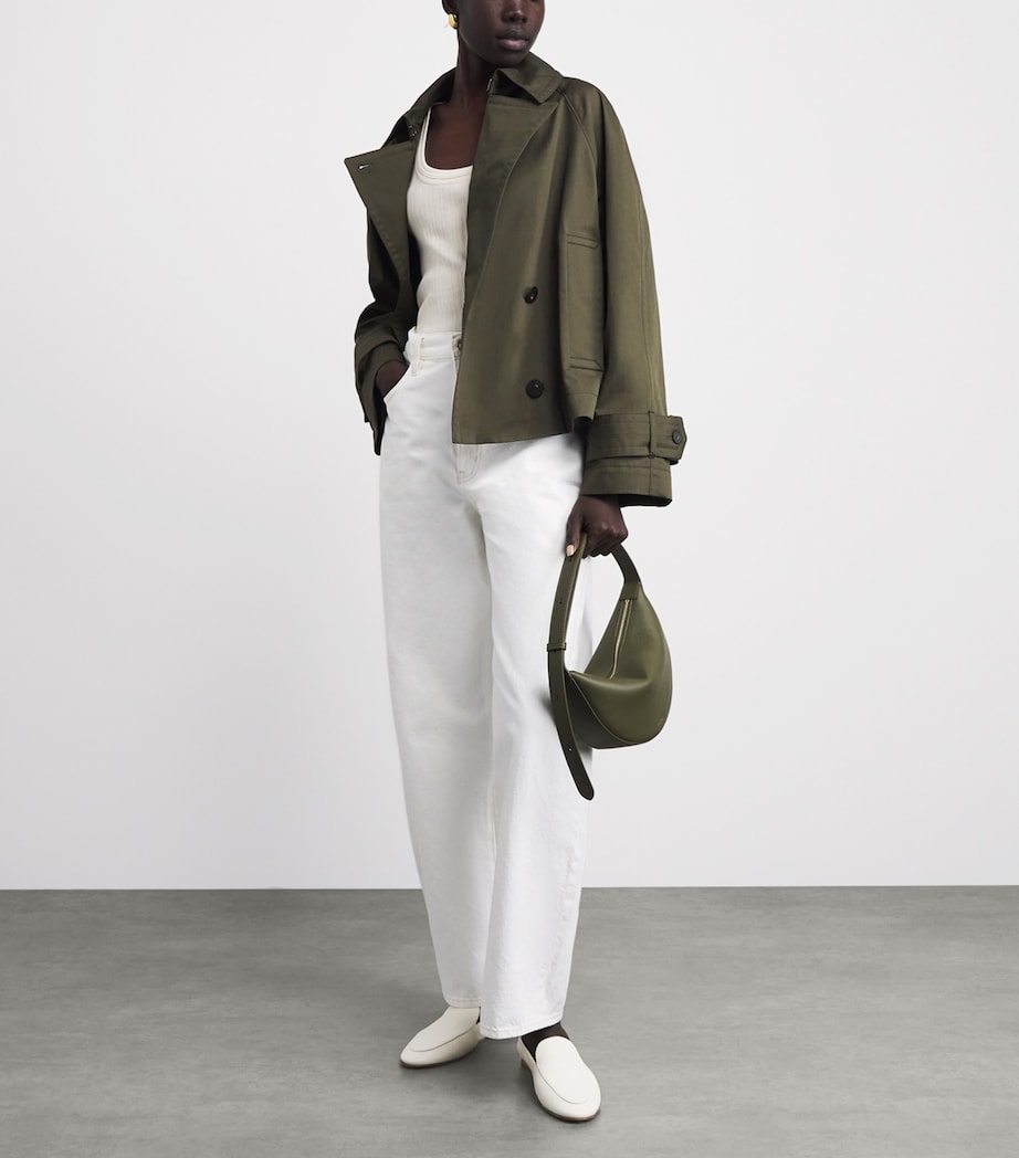 Joseph Womens Cotton Cropped Zago Trench Coat Palm Leaf Image 2