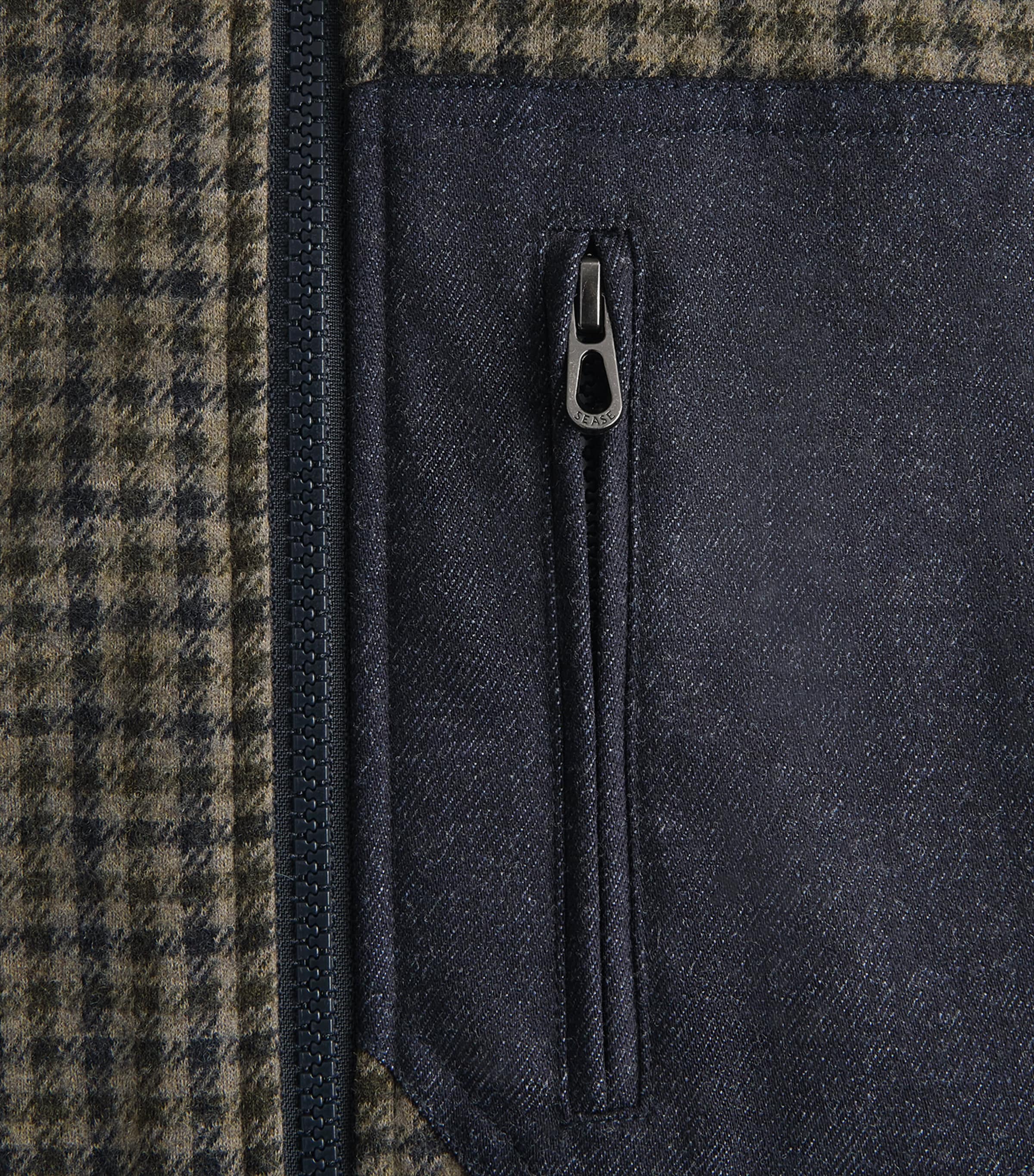 Sease Mens Check Reversible Gilet Blue Beige Image 7
