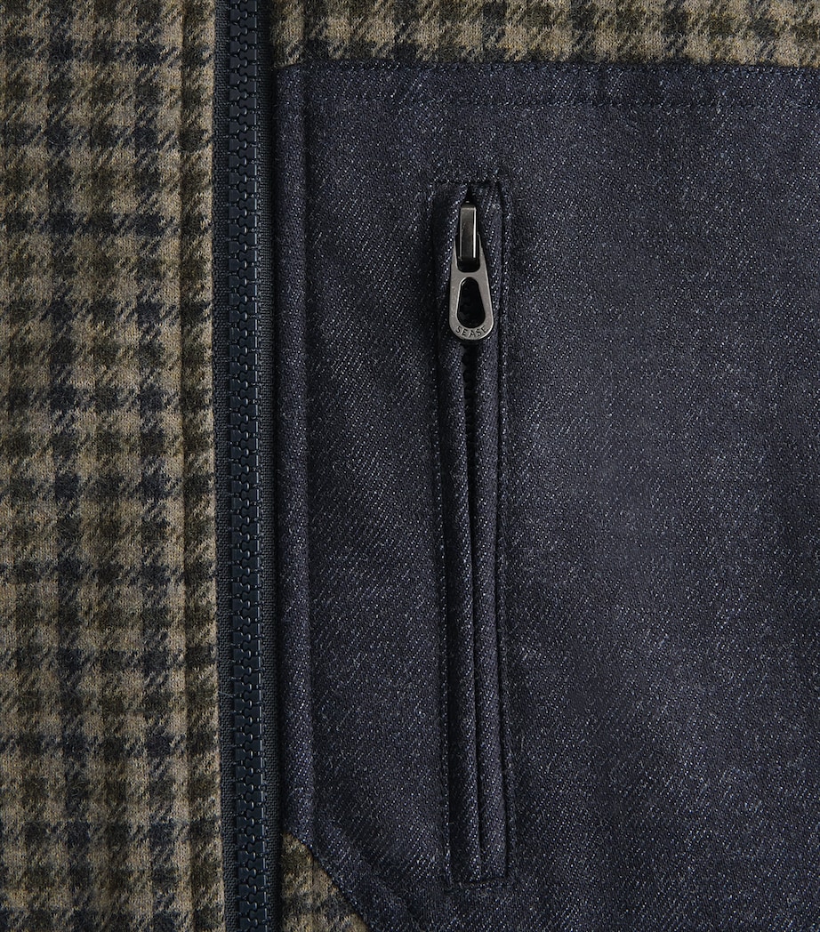 Sease Mens Check Reversible Gilet Blue Beige Image 7