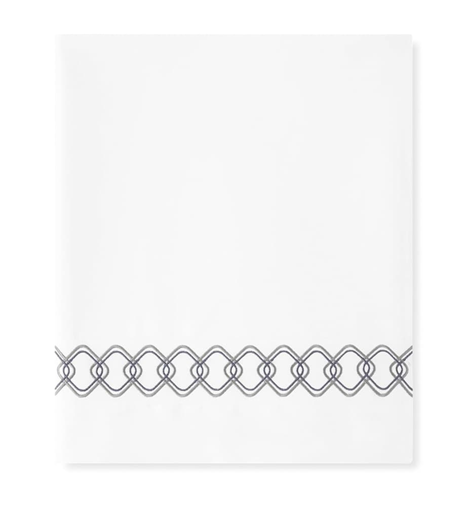 Cotton Ornato Super King Flat Sheet (300cm x 265cm) WHITE/MIDNIGHT Image 1